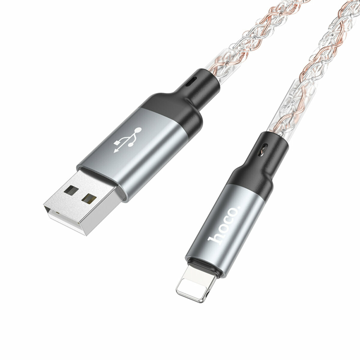 Кабель Hoco U112 Shine USB to Lightning 1м сірий (HC-U112-UL-Gray) дивитися фото №1