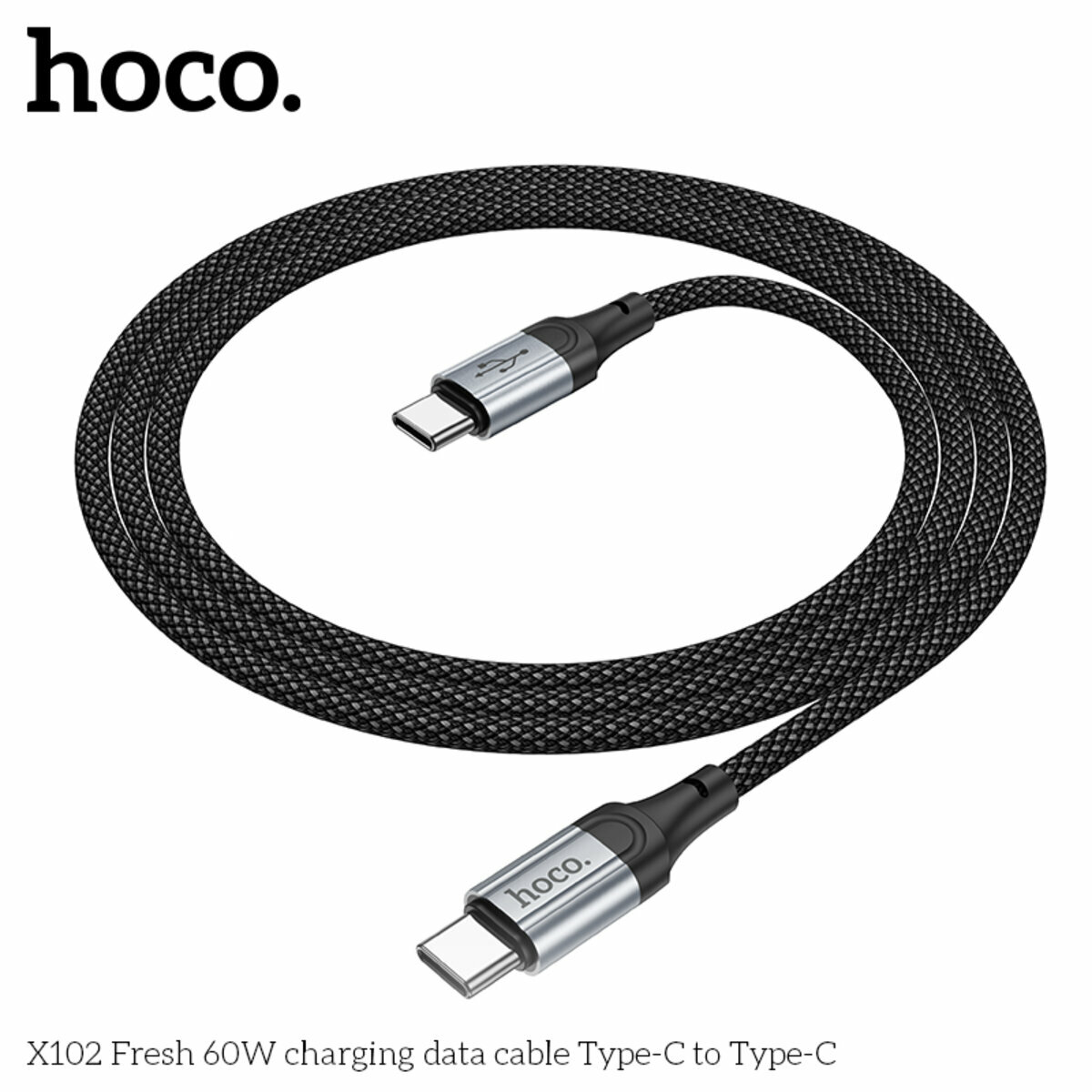 Кабель Hoco X102 Fresh 60W Type-C to Type-C 1м черный (HC-X102-CC-Black) смотреть фото №6