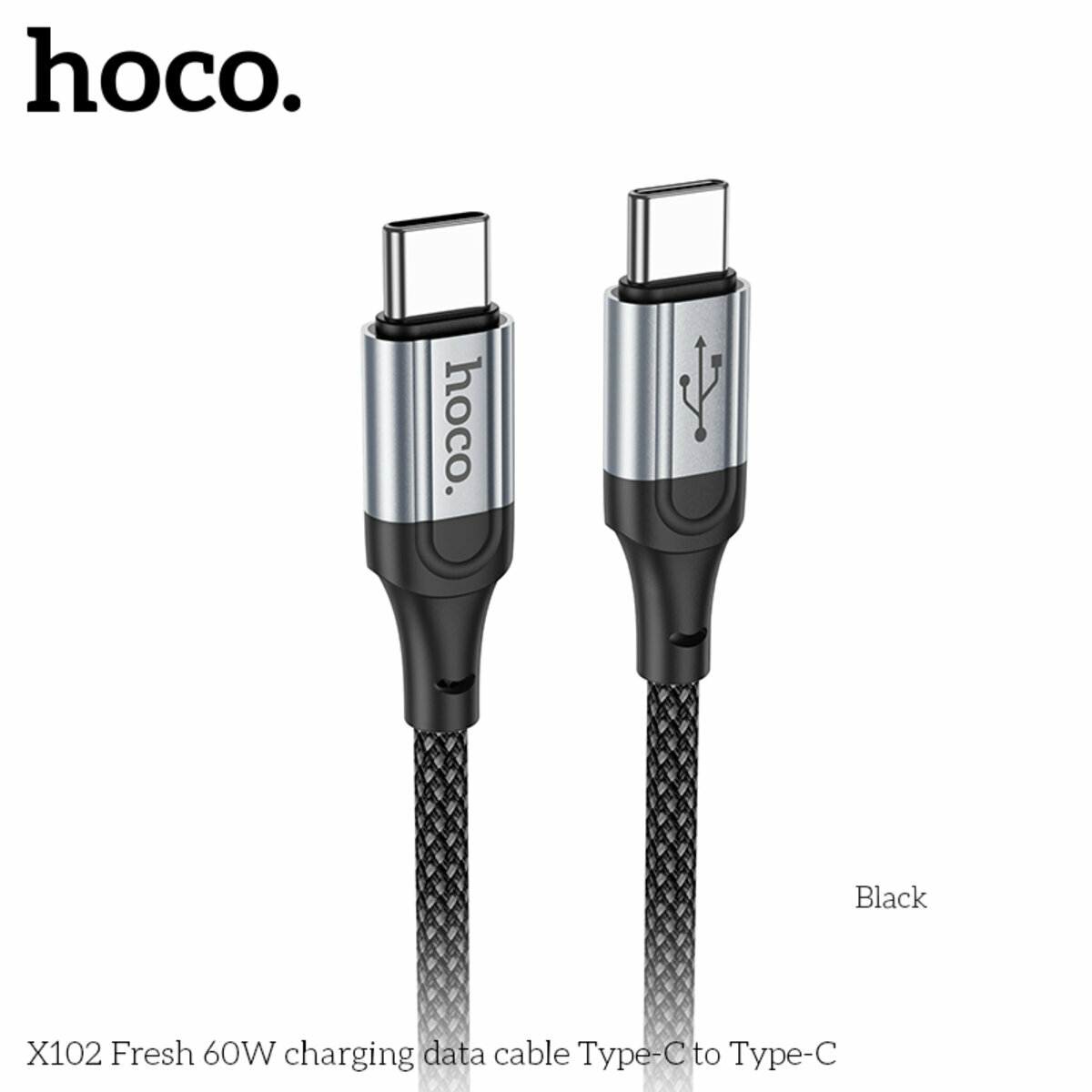 Кабель Hoco X102 Fresh 60W Type-C to Type-C 1м черный (HC-X102-CC-Black) смотреть фото №2