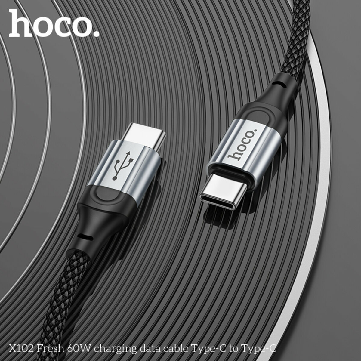 Кабель Hoco X102 Fresh 60W Type-C to Type-C 1м черный (HC-X102-CC-Black) смотреть фото №5