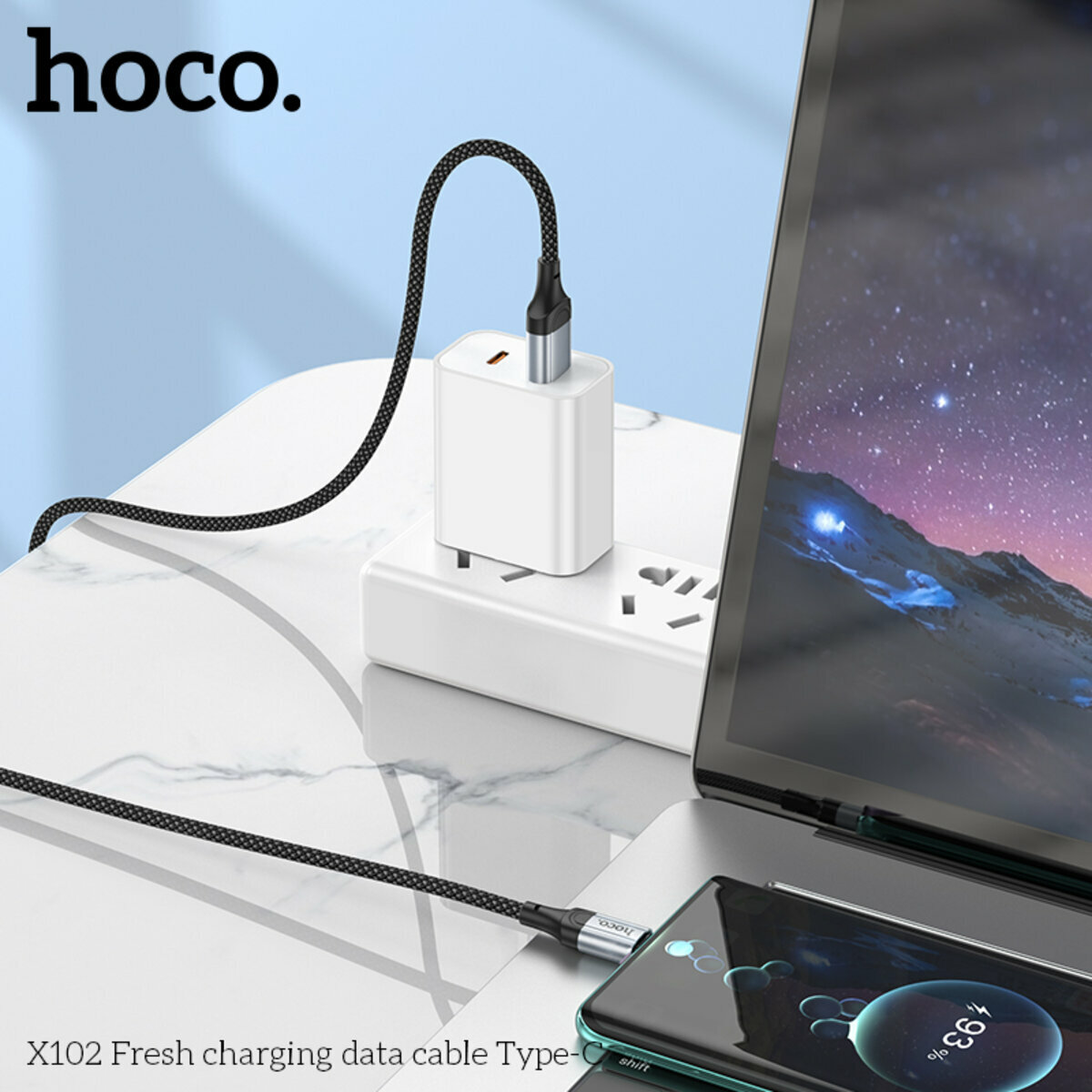 Кабель Hoco X102 Fresh USB to Type-C 1м черный (HC-X102-UC-Black) смотреть фото №3