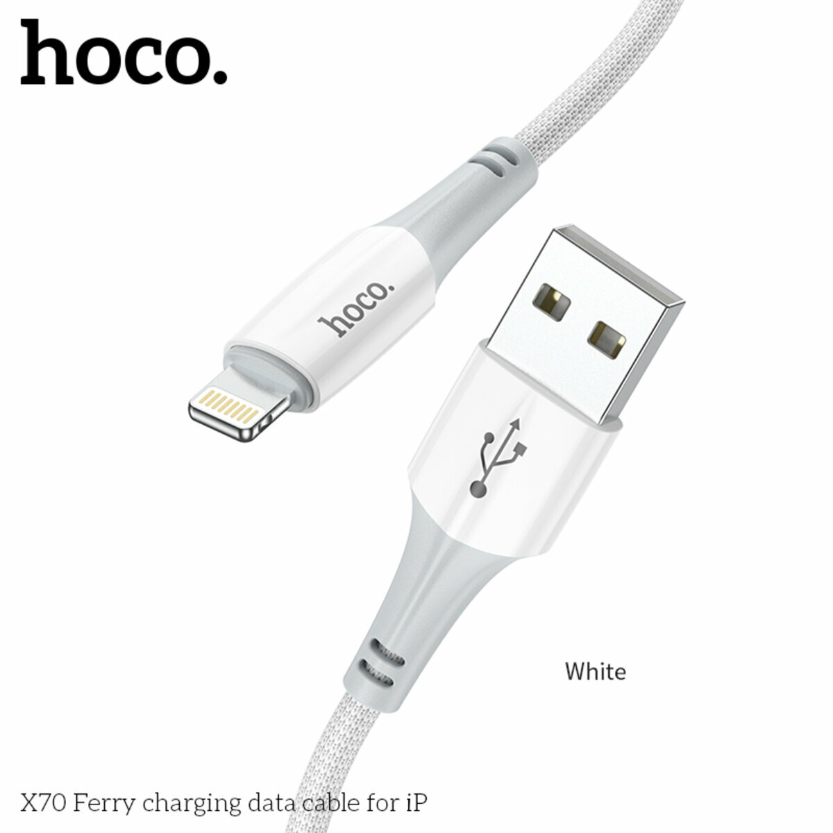 Кабель Hoco X70 Ferry USB to Lightning 1м білий (HC-X70-UL-White) дивитися фото №6