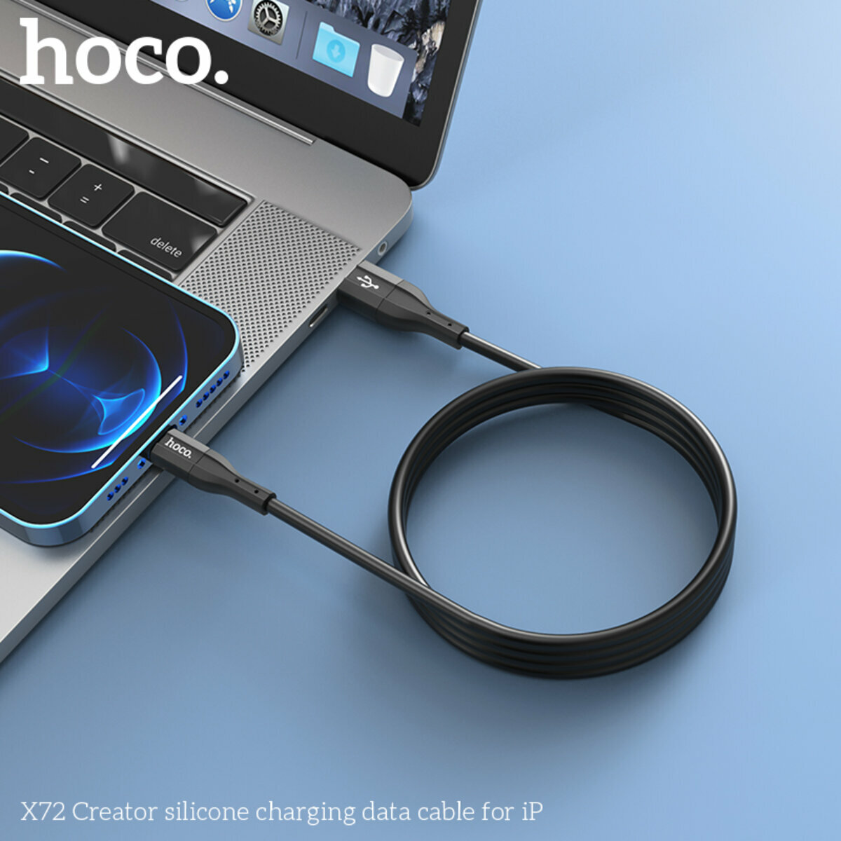Кабель Hoco X72 Creator silicone USB to Lightning 1м чорний (HC-X72-UL-Black) дивитися фото №4