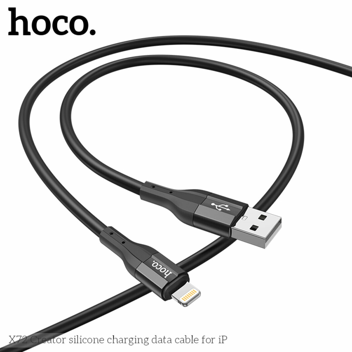 Кабель Hoco X72 Creator silicone USB to Lightning 1м чорний (HC-X72-UL-Black) дивитися фото №6