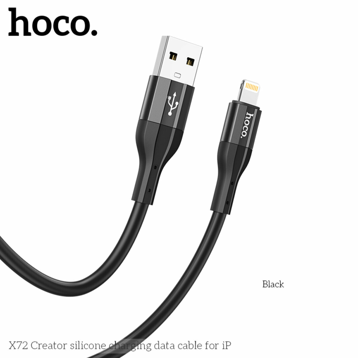 Кабель Hoco X72 Creator silicone USB to Lightning 1м чорний (HC-X72-UL-Black) дивитися фото №7