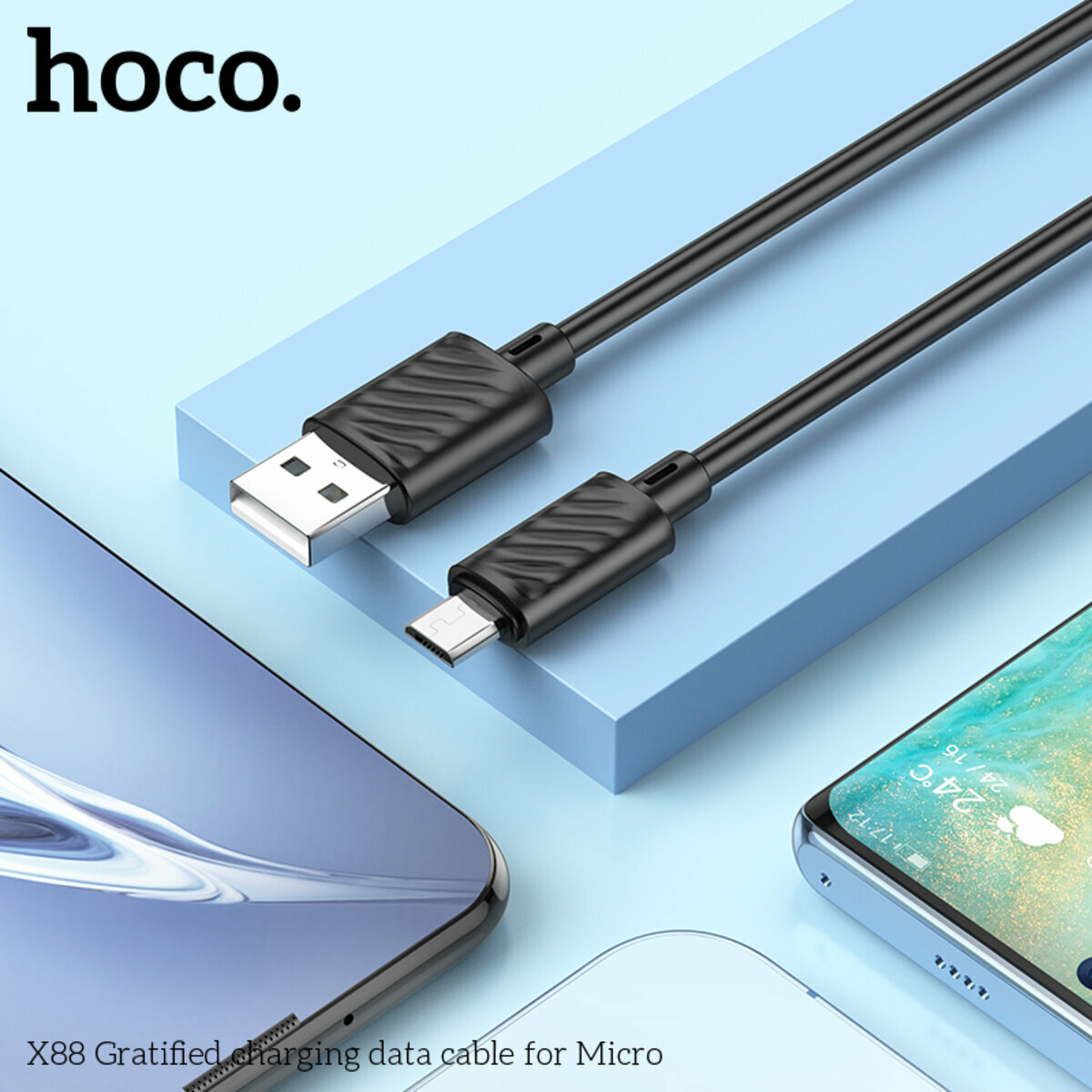 Кабель Hoco X88 Gratified USB to Micro USB 1м черный (HC-X88-UM-Black_cable) смотреть фото №4