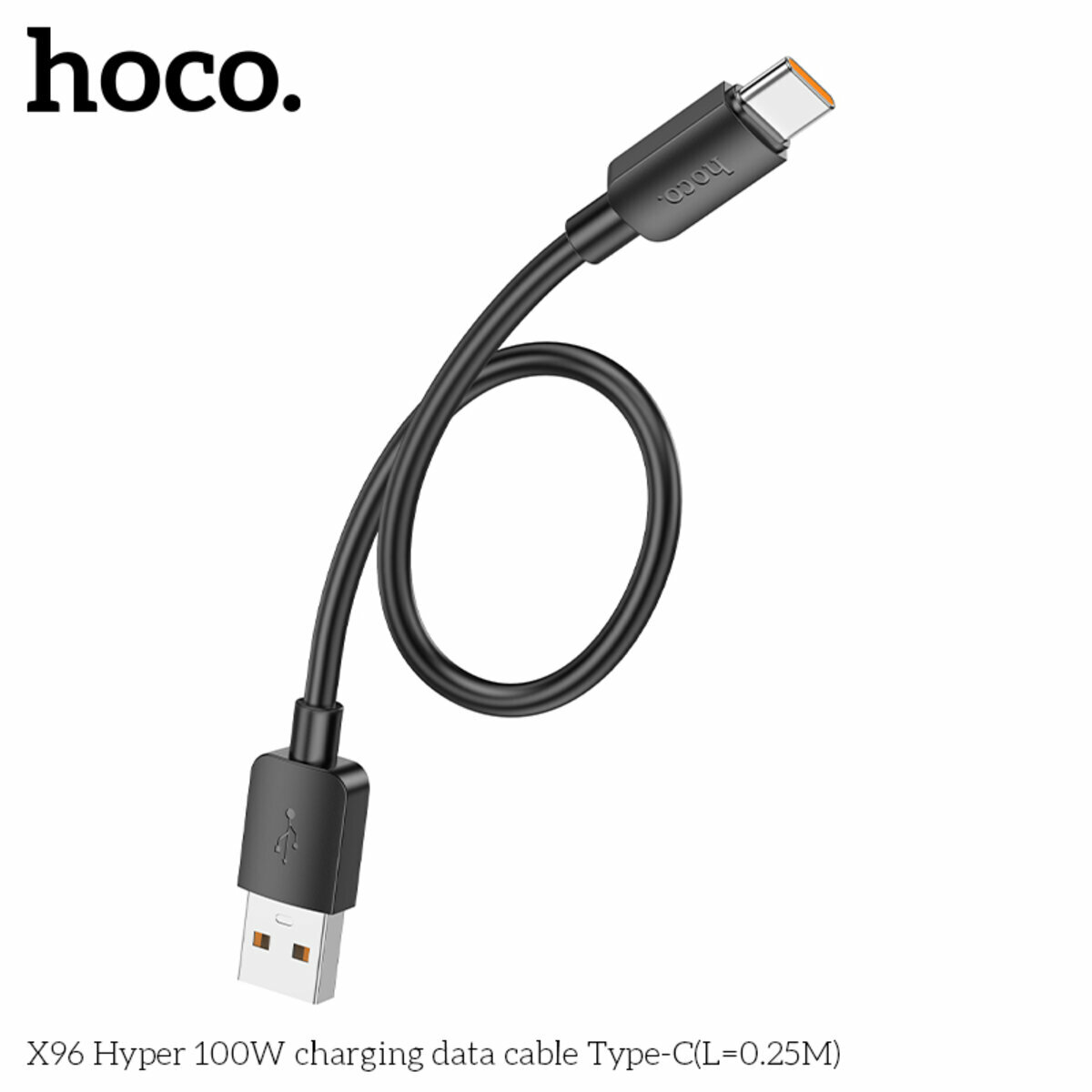 Кабель Hoco X96 Hyper USB to Type-C 100W 0,25м черный (HC-X96-UC-0.25-100W-Black) смотреть фото №5