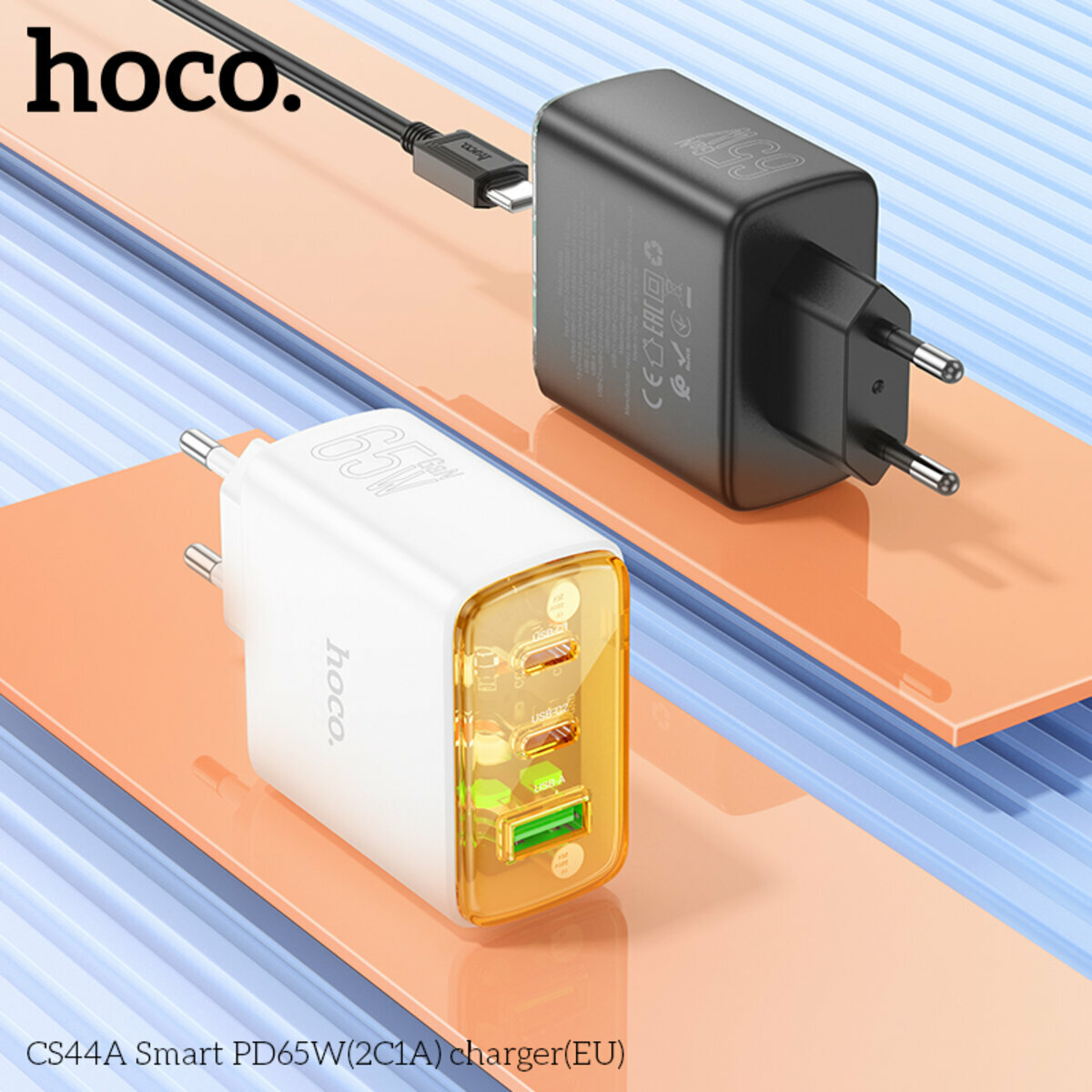 Мережевий зарядний пристрій Hoco CS44A Smart PD65W(2C1A) чорний (HC-CS44A-Black) дивитися фото №4