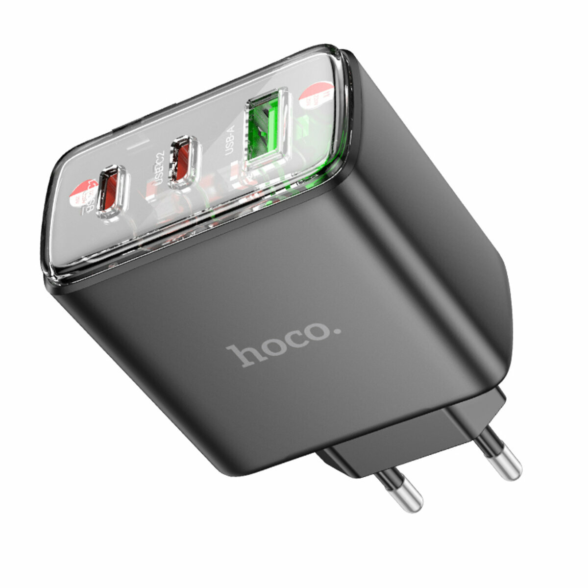 Мережевий зарядний пристрій Hoco CS44A Smart PD65W(2C1A) чорний (HC-CS44A-Black) дивитися фото №1