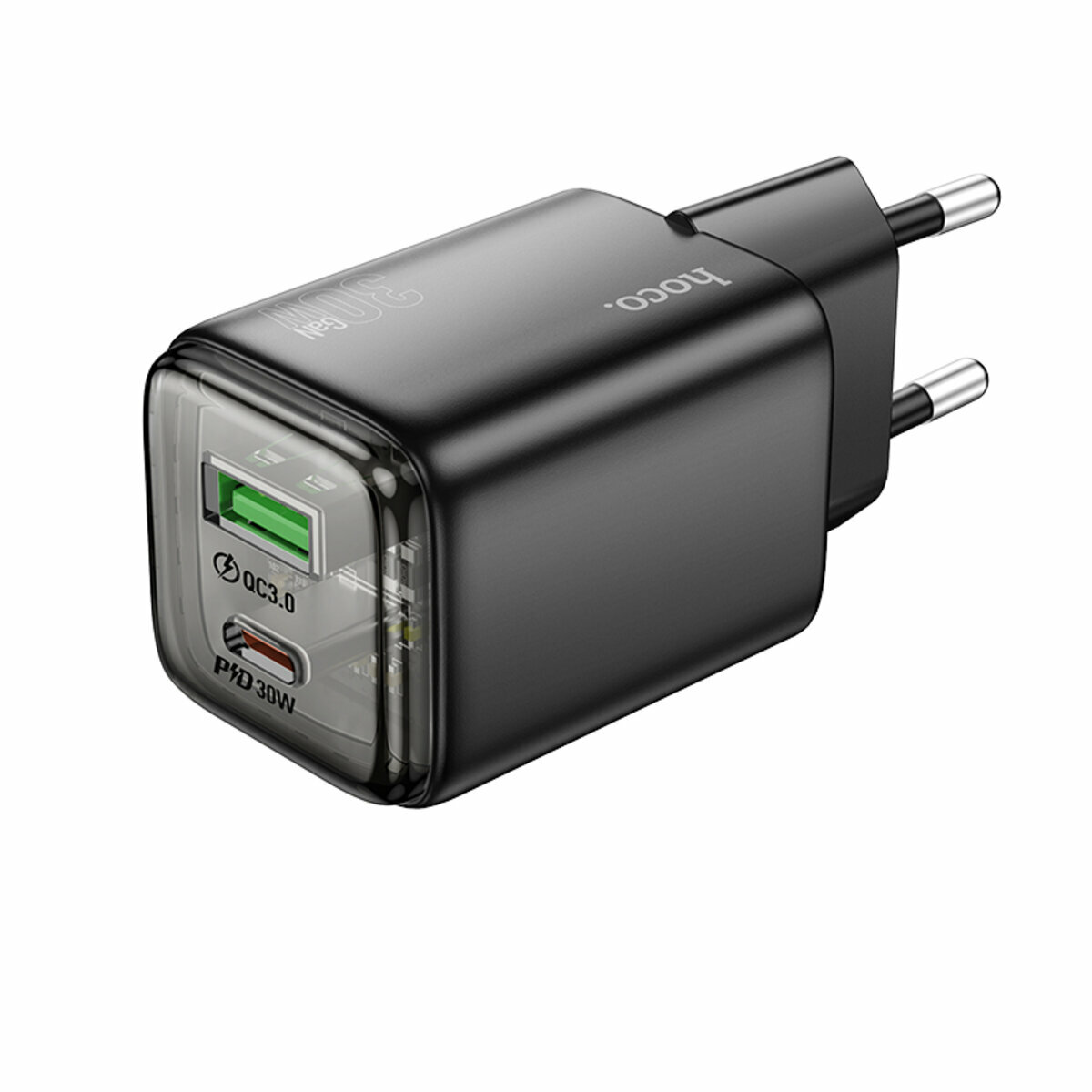 Мережевий зарядний пристрій Hoco N53 Monsoon PD30W+QC3.0 чорний (HC-N53-Black) дивитися фото №1