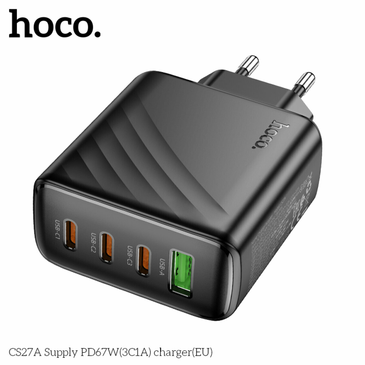 Мережевий зарядний пристрій Hoco CS27A Supply PD67W(3C1A) чорний (HC-CS27A-Black) дивитися фото №5