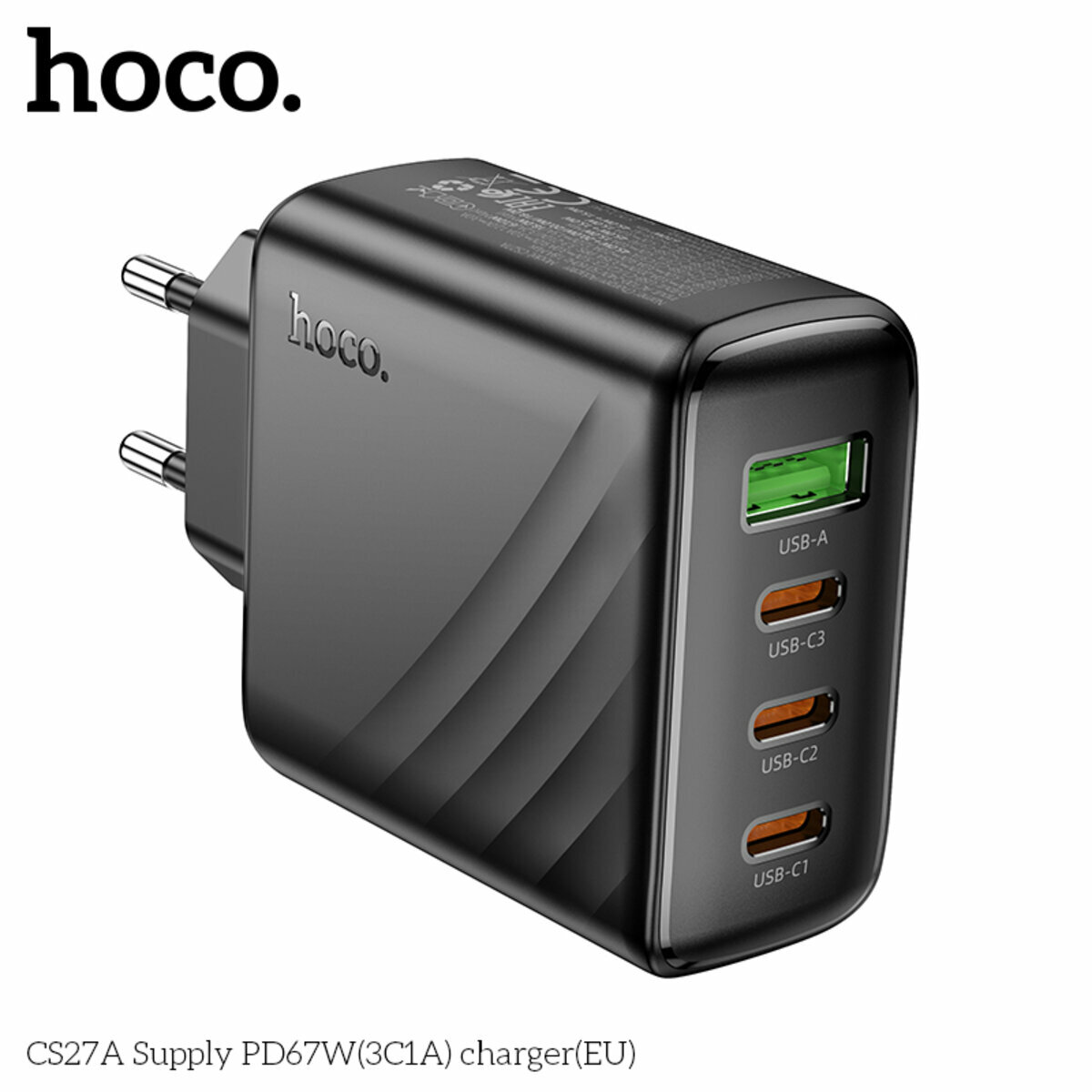 Мережевий зарядний пристрій Hoco CS27A Supply PD67W(3C1A) чорний (HC-CS27A-Black) дивитися фото №8