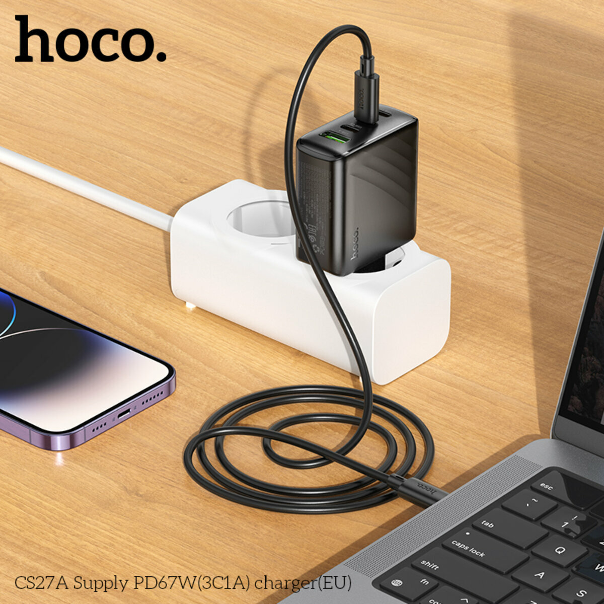 Мережевий зарядний пристрій Hoco CS27A Supply PD67W(3C1A) чорний (HC-CS27A-Black) дивитися фото №4