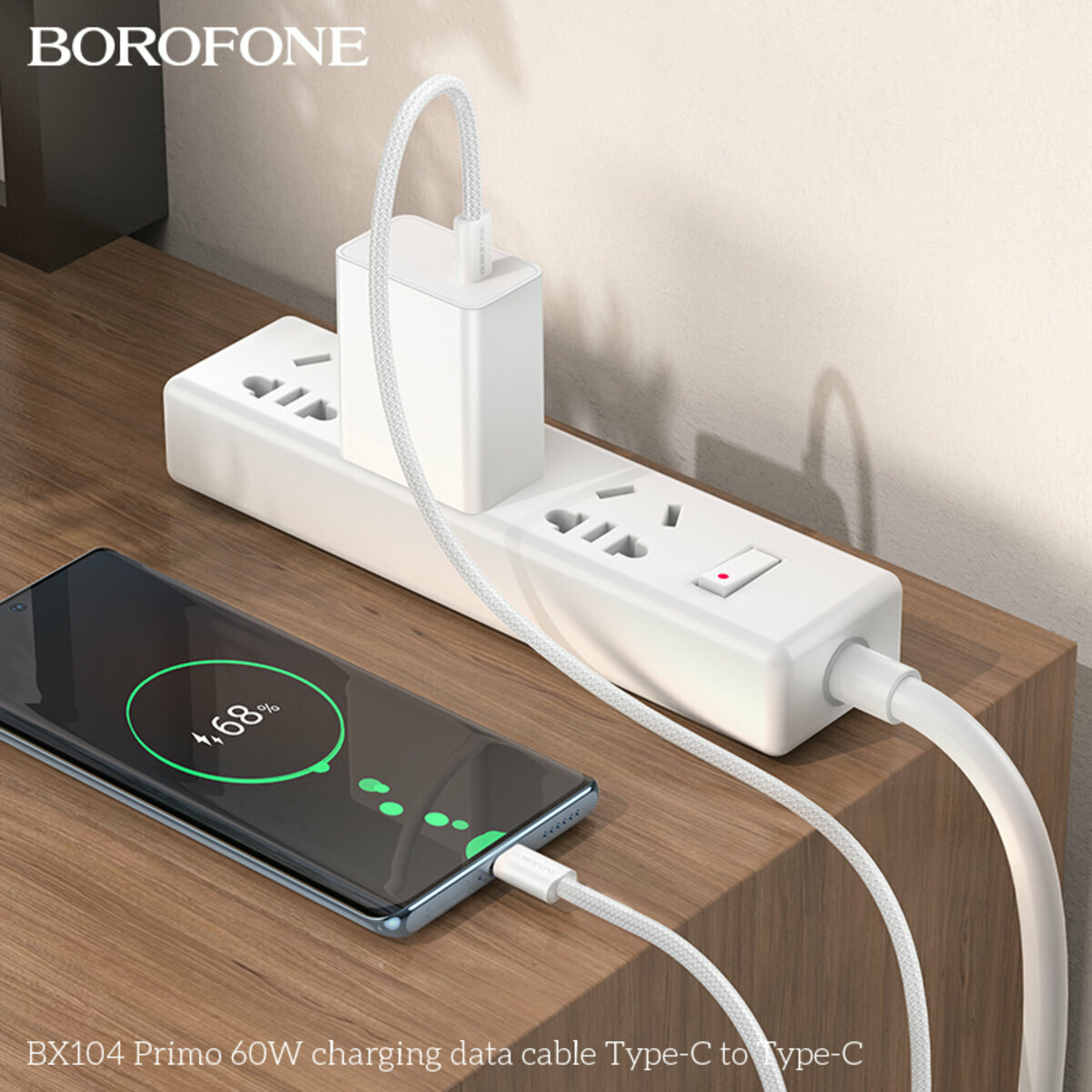 Кабель Borofone BX104 Primo 60W Type-C to Type-C 1м черный (BF-BX104-CC-Black) смотреть фото №3