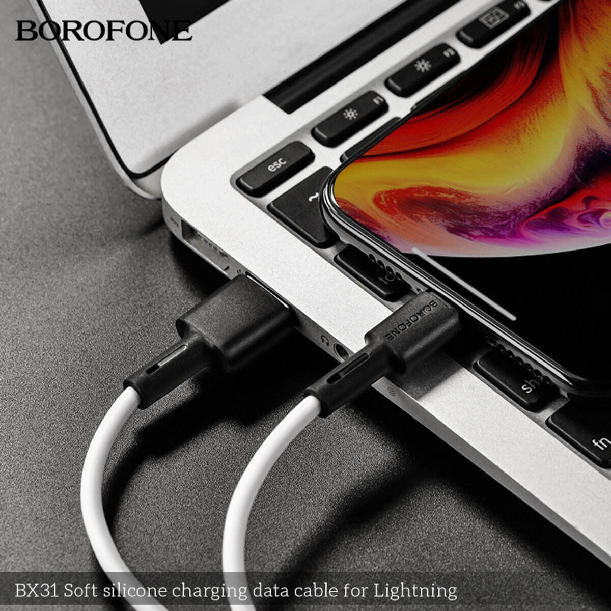 Кабель Borofone BX31 Soft USB to Lightning 1м чорний (BF-BX31-UL-Black) дивитися фото №3