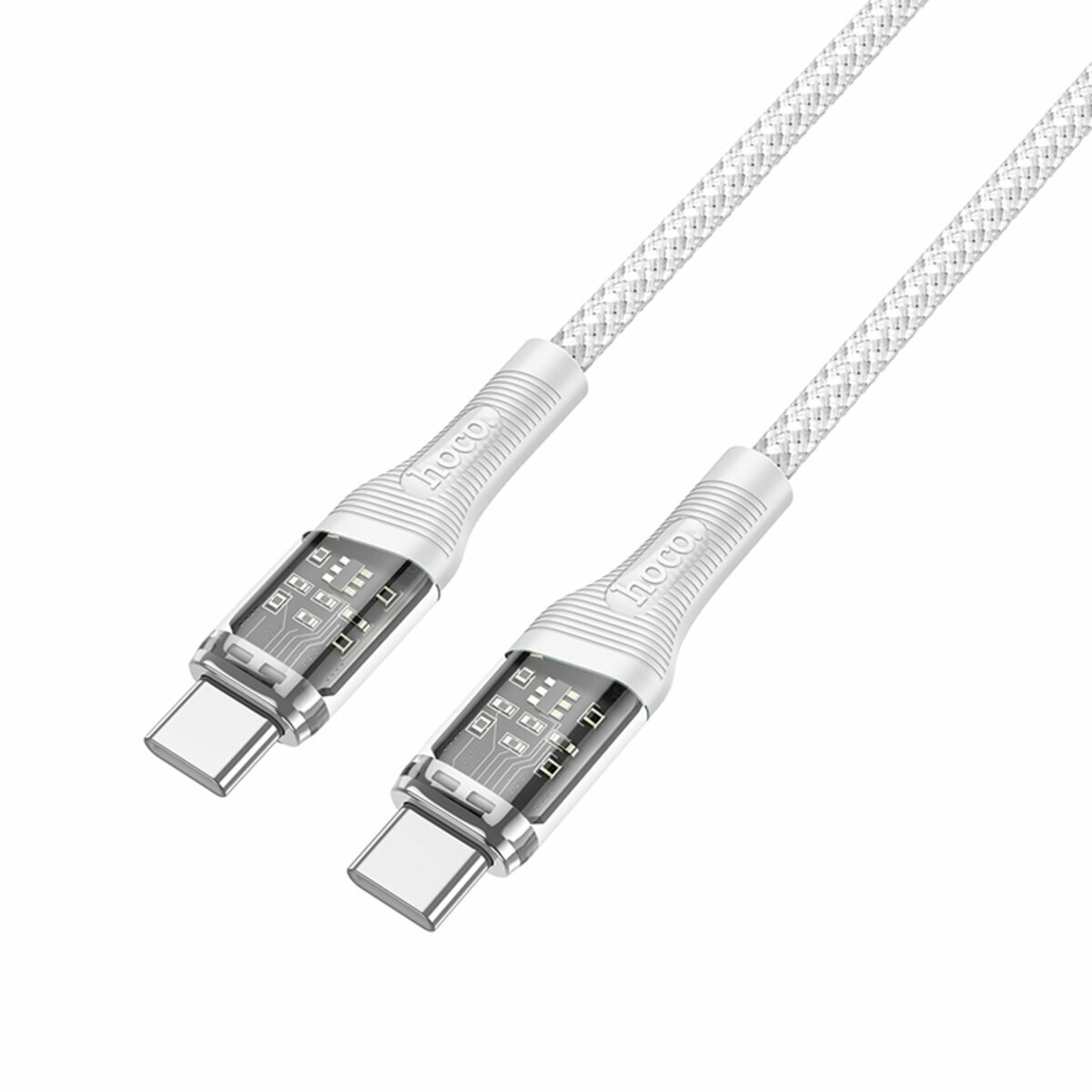 Кабель Hoco U111 60W Transparent Discovery Edition Type-C to Type-C 1.2м серый (HC-U111-CC-Grey) смотреть фото №1