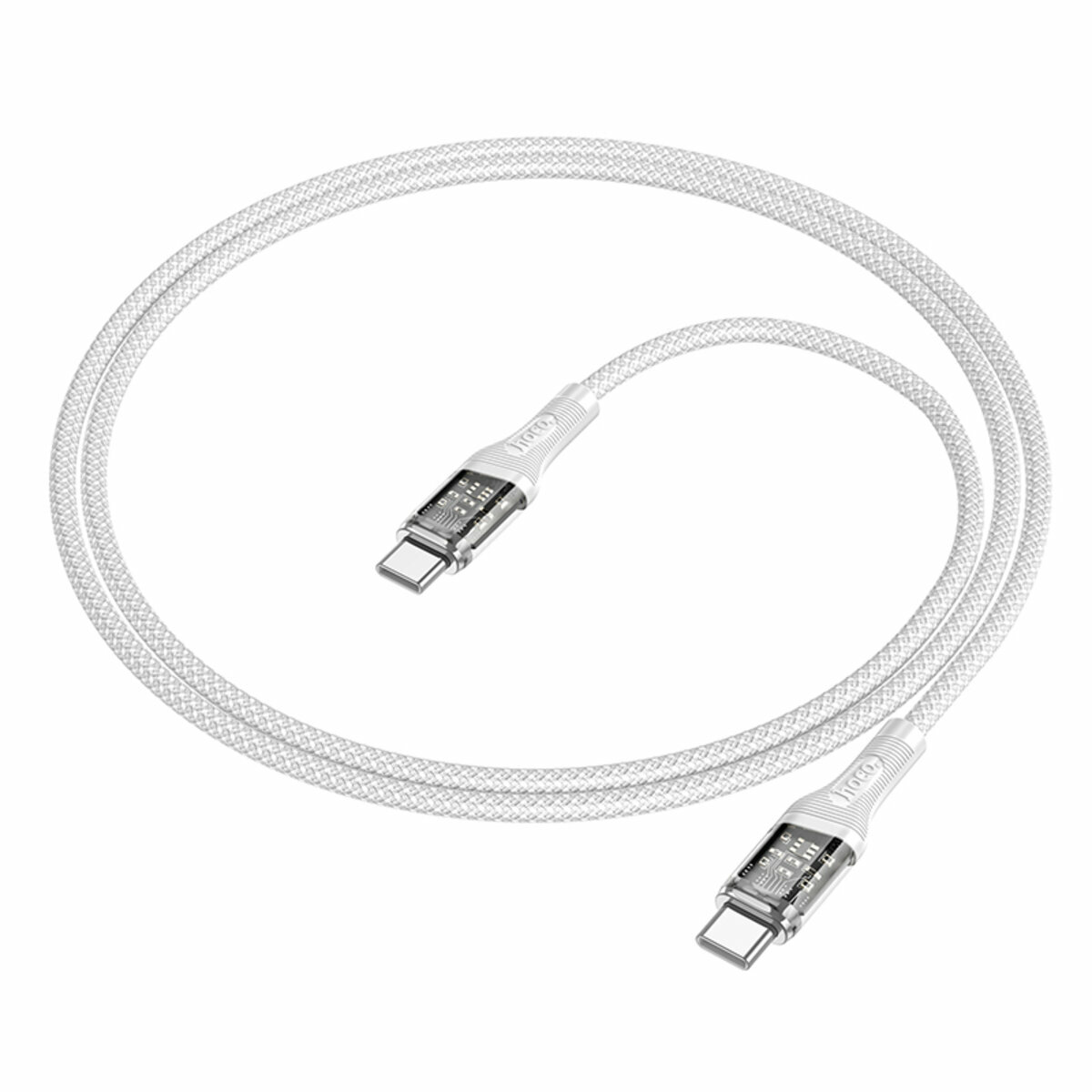Кабель Hoco U111 60W Transparent Discovery Edition Type-C to Type-C 1.2м серый (HC-U111-CC-Grey) смотреть фото №4