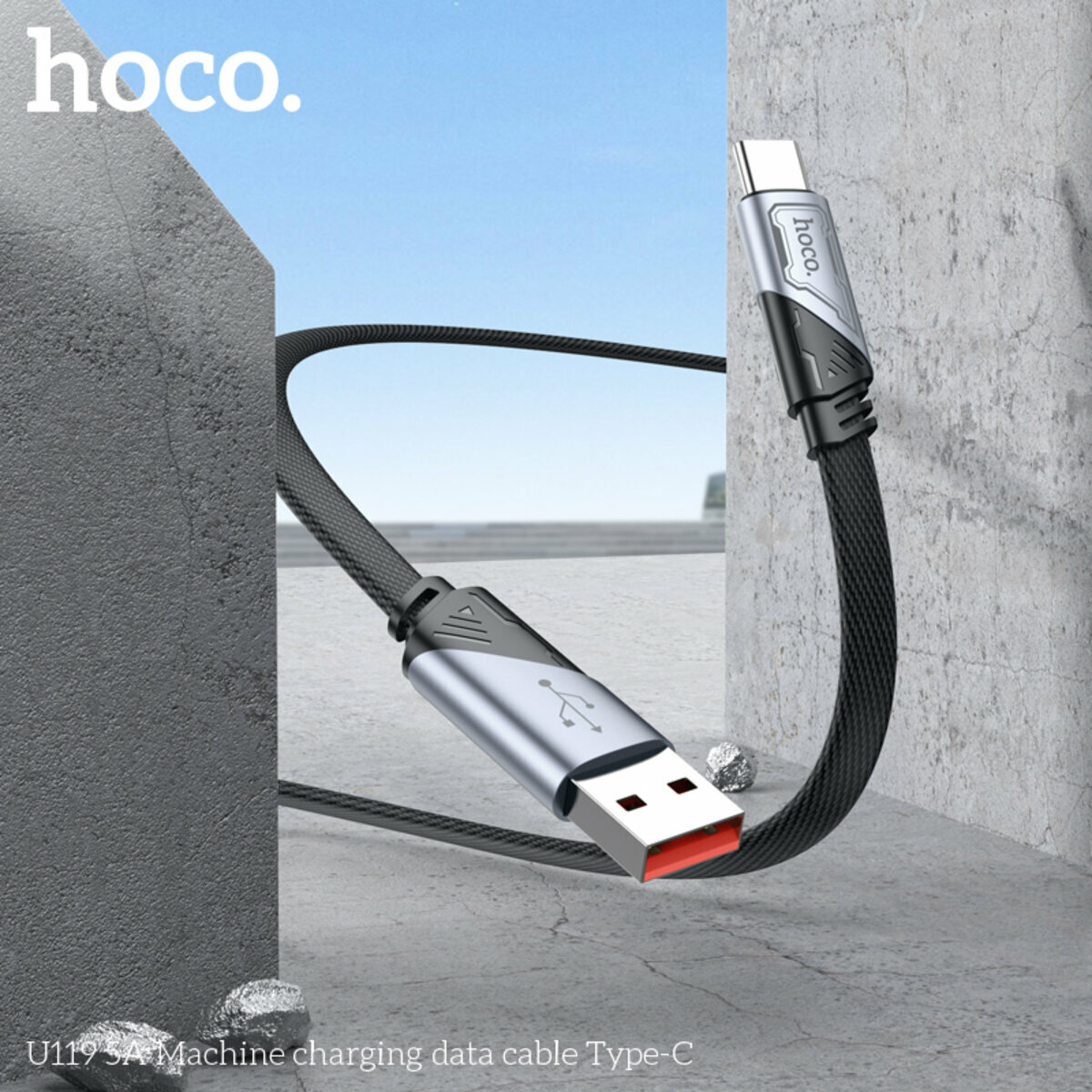 Кабель Hoco U119 5A Machine USB to Type-C 1.2м черный (HC-U119-UC-Black) смотреть фото №3