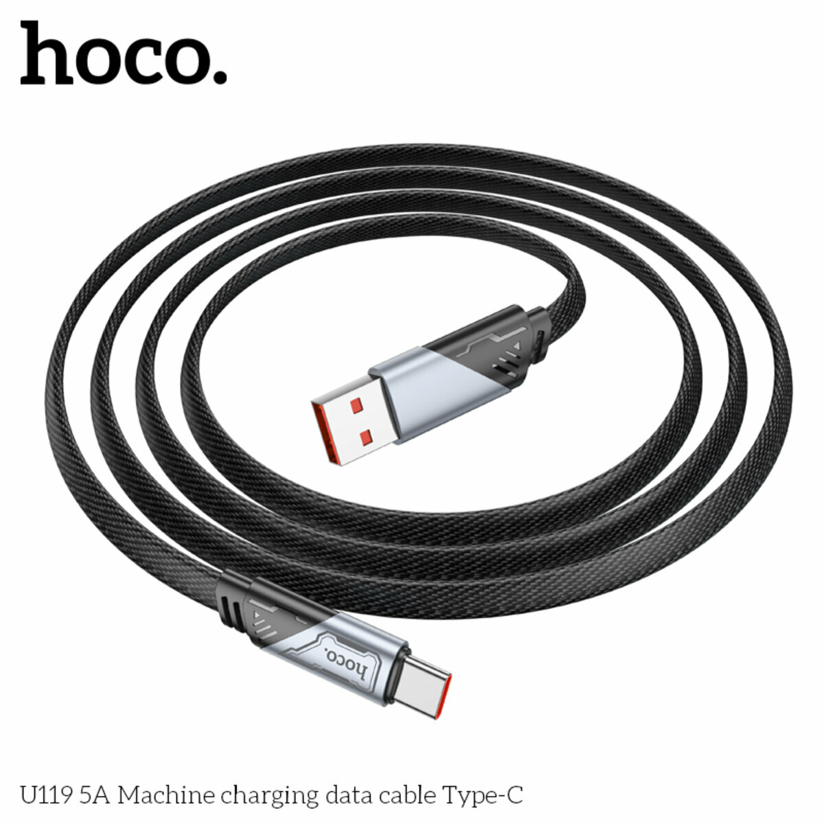 Кабель Hoco U119 5A Machine USB to Type-C 1.2м черный (HC-U119-UC-Black) смотреть фото №2