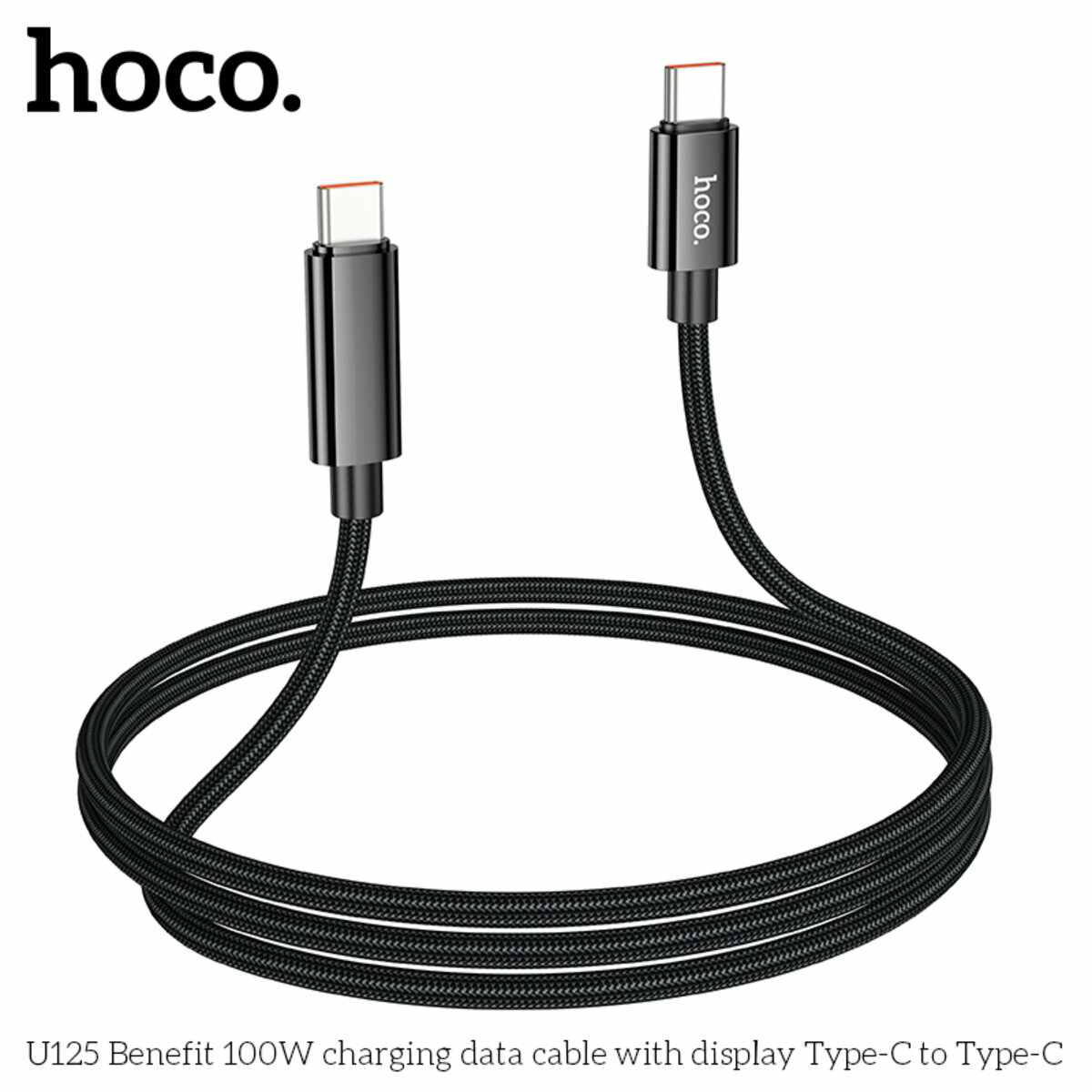 Кабель Hoco U125 Benefit 100W с дисплеем Type-C to Type-C 1.2м черный (HC-U125-CC-Black) смотреть фото №5