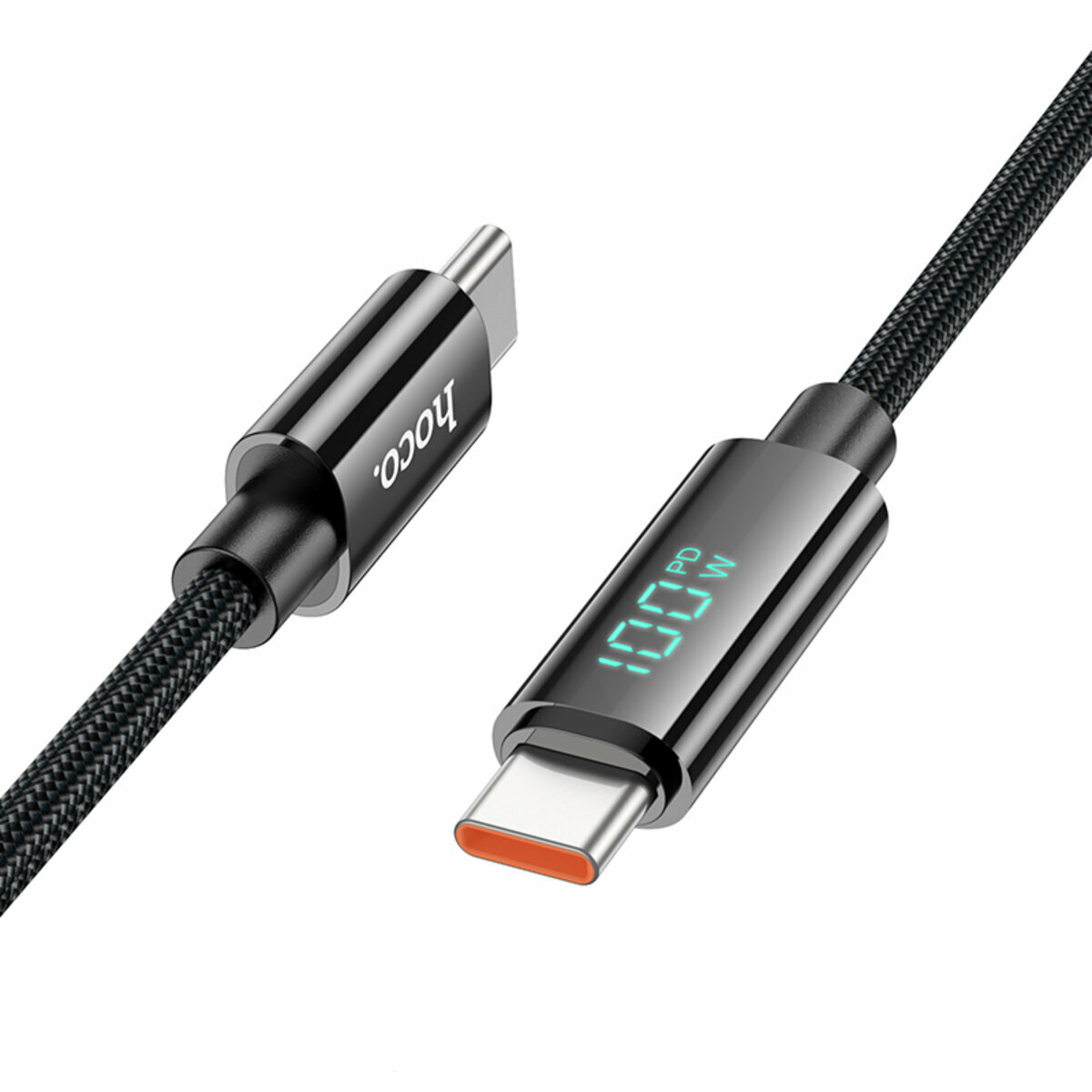 Кабель Hoco U125 Benefit 100W с дисплеем Type-C to Type-C 1.2м черный (HC-U125-CC-Black) смотреть фото №1