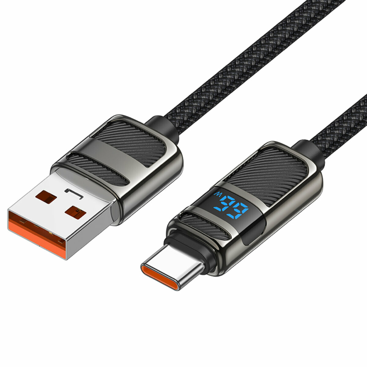 Кабель Hoco U137 5A Line с дисплеем USB to Type-C 1.2м черный (HC-U137-UC-Black) смотреть фото №1