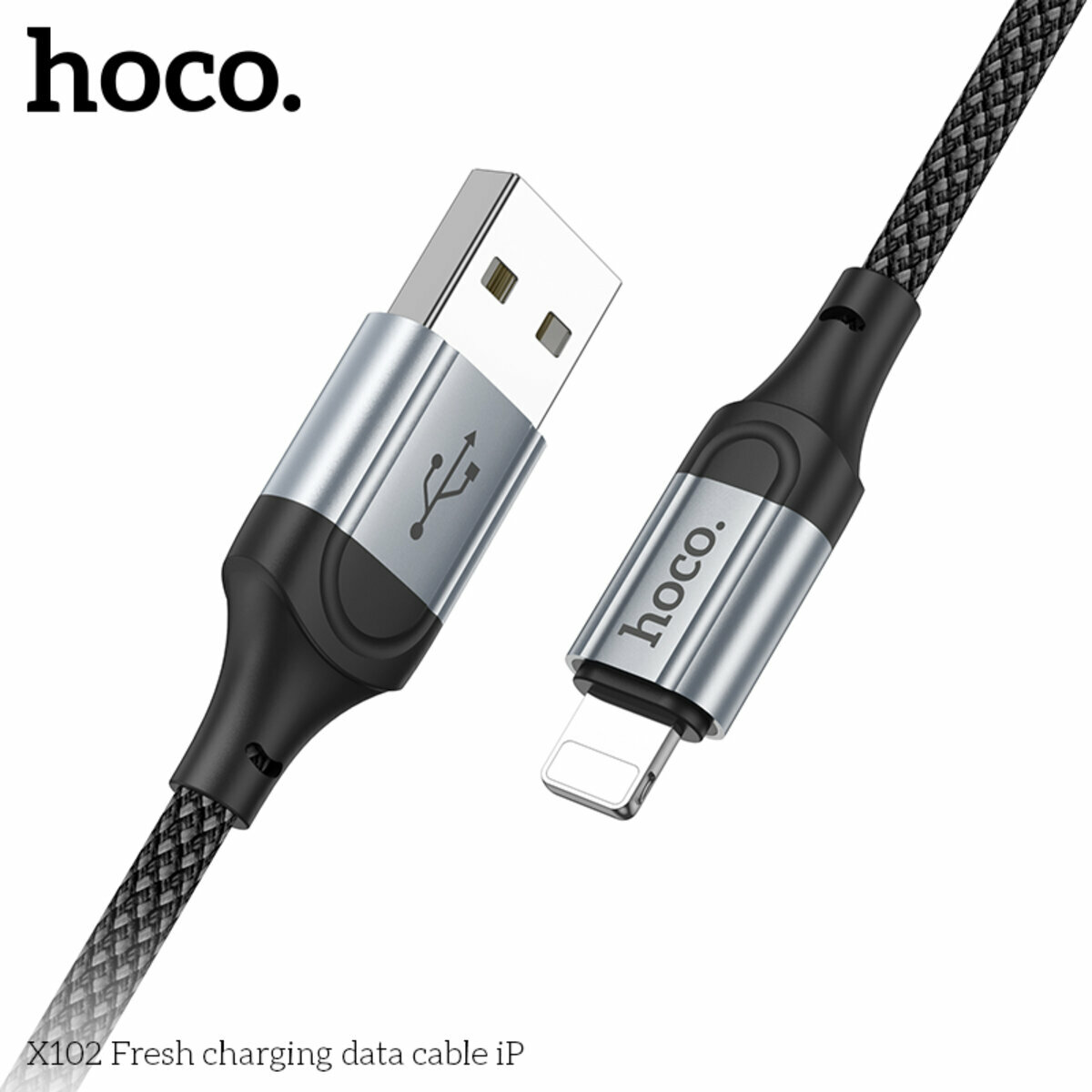 Кабель Hoco X102 Fresh USB to Lightning 1м чорний (HC-X102-UL-Black) дивитися фото №8