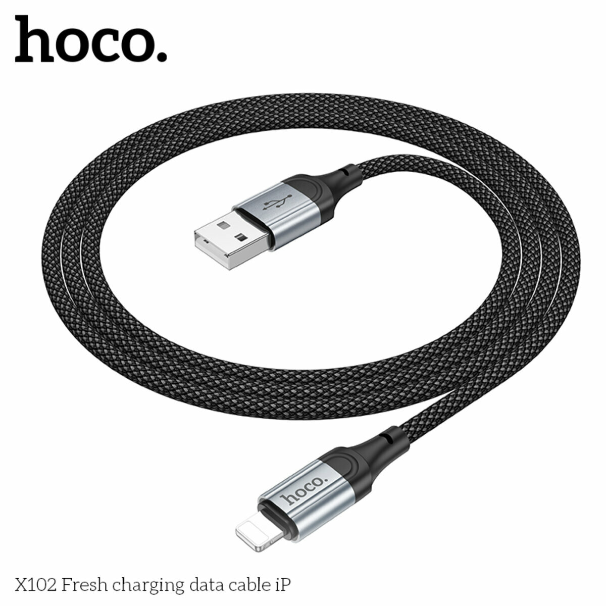 Кабель Hoco X102 Fresh USB to Lightning 1м чорний (HC-X102-UL-Black) дивитися фото №5