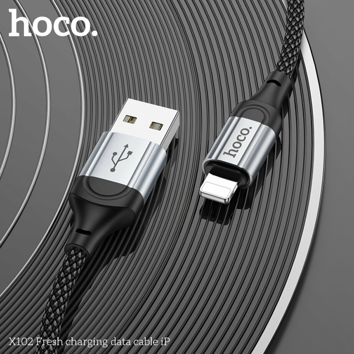 Кабель Hoco X102 Fresh USB to Lightning 1м чорний (HC-X102-UL-Black) дивитися фото №4