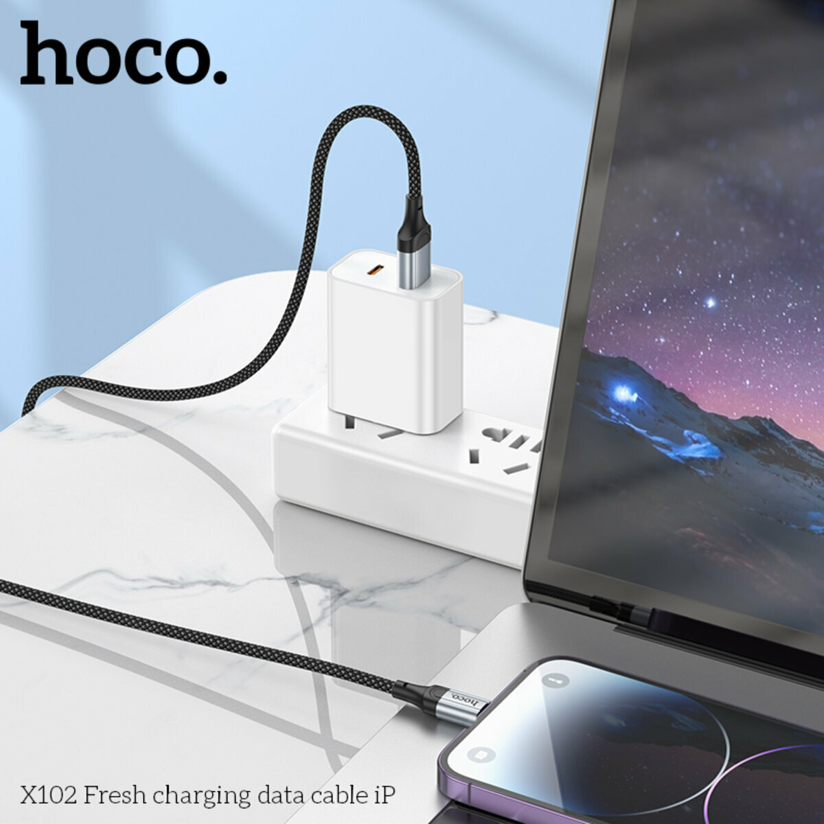 Кабель Hoco X102 Fresh USB to Lightning 1м чорний (HC-X102-UL-Black) дивитися фото №3