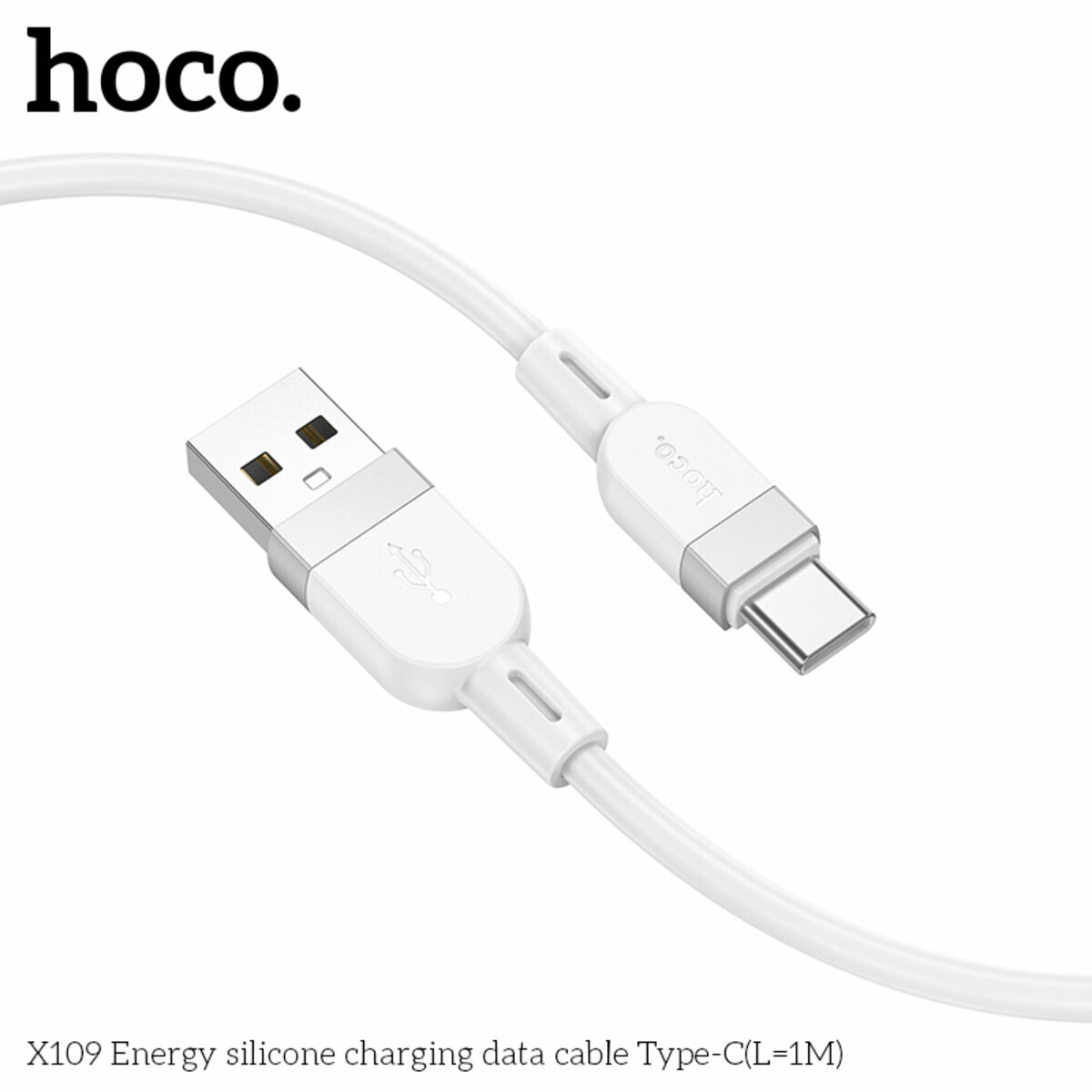 Кабель Hoco X109 Energy Silicone USB to Type-C 1м белый (HC-X109-UC-1m-White) смотреть фото №4