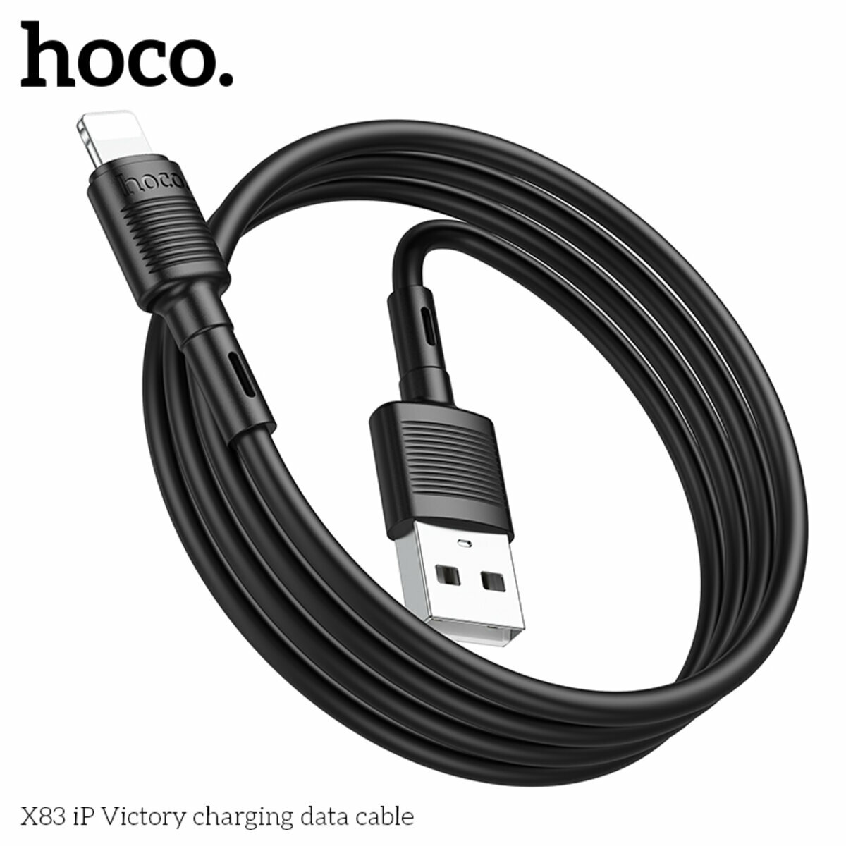 Кабель Hoco X83 Victory USB to Lightning 1м чорний (HC-X83-UL-Black) дивитися фото №3