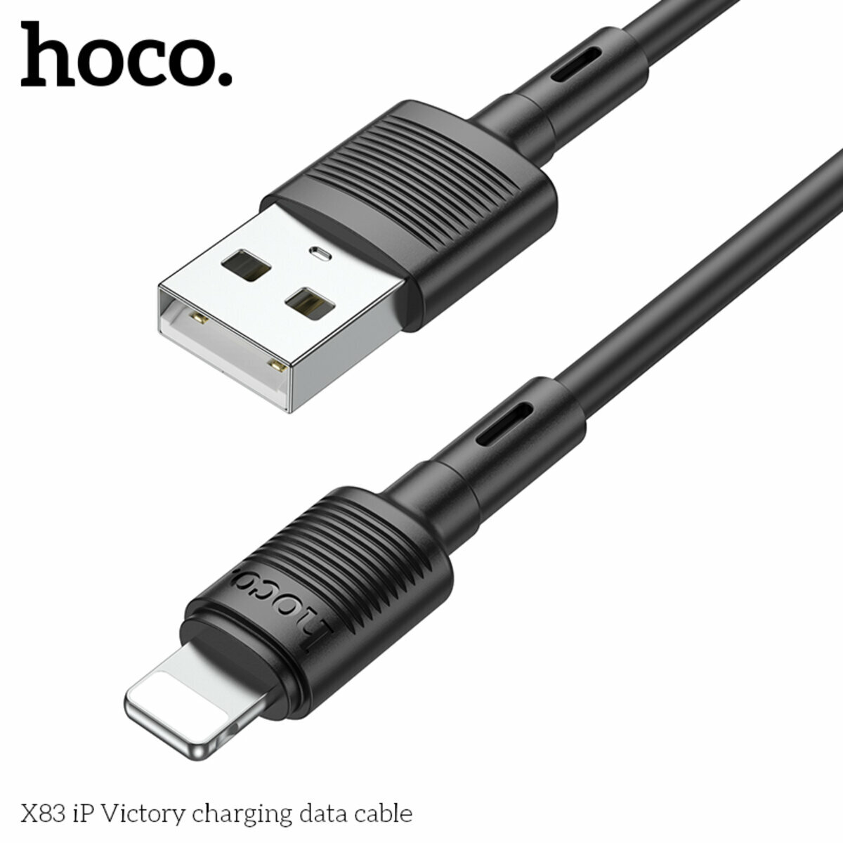 Кабель Hoco X83 Victory USB to Lightning 1м чорний (HC-X83-UL-Black) дивитися фото №4