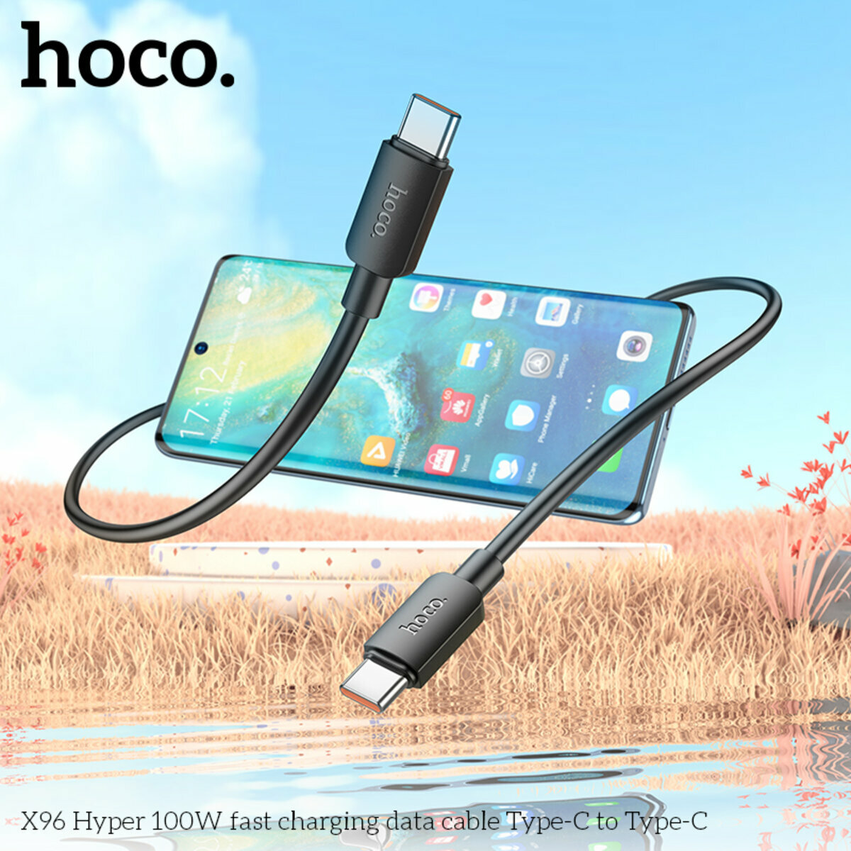 Кабель Hoco X96 Hyper Type-C to Type-C 100W 1м черный (HC-X96-CC-100W-Black) смотреть фото №4