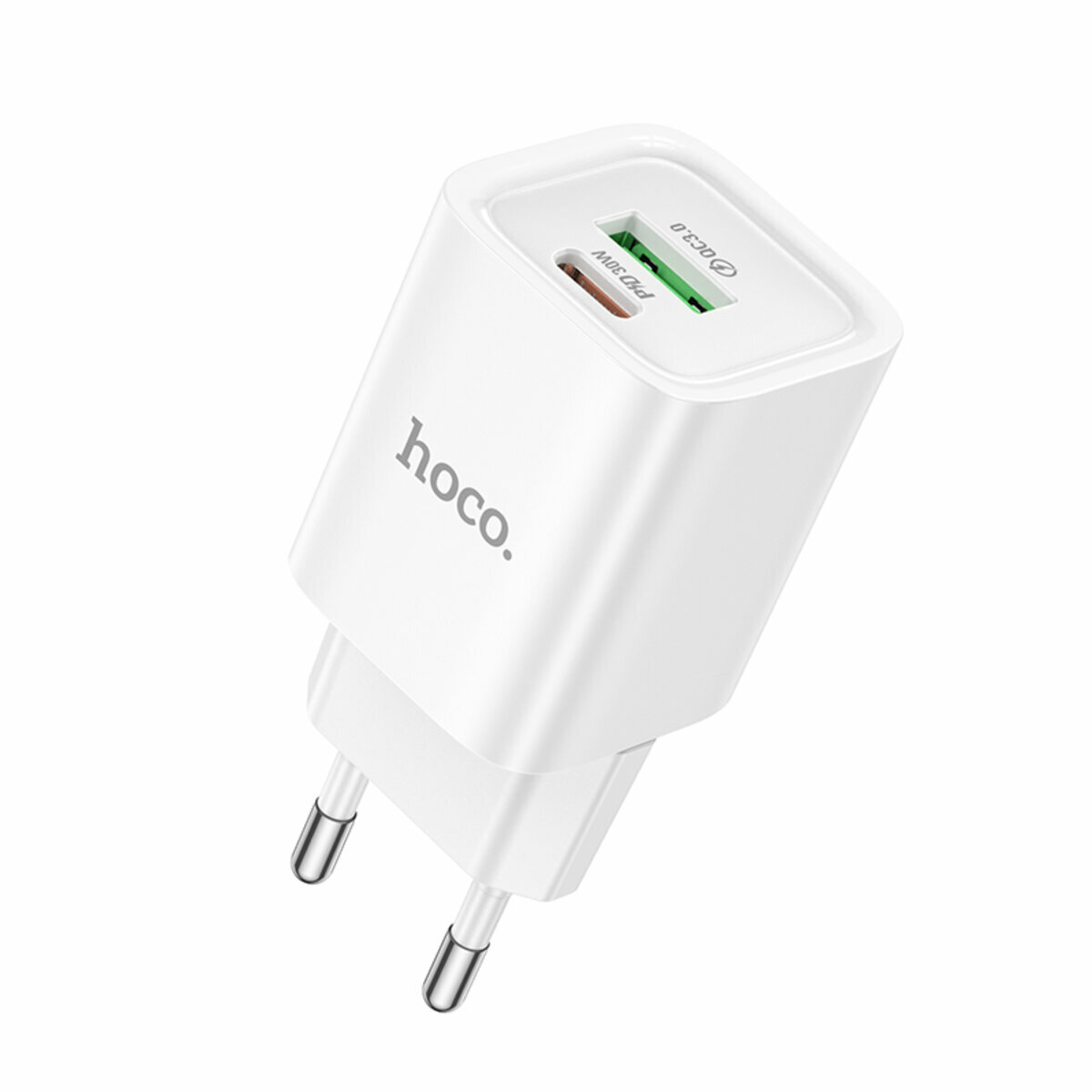 Мережевий зарядний пристрій Hoco C149A Charm PD30W+QC3.0 білий (HC-C149A-White) дивитися фото №1