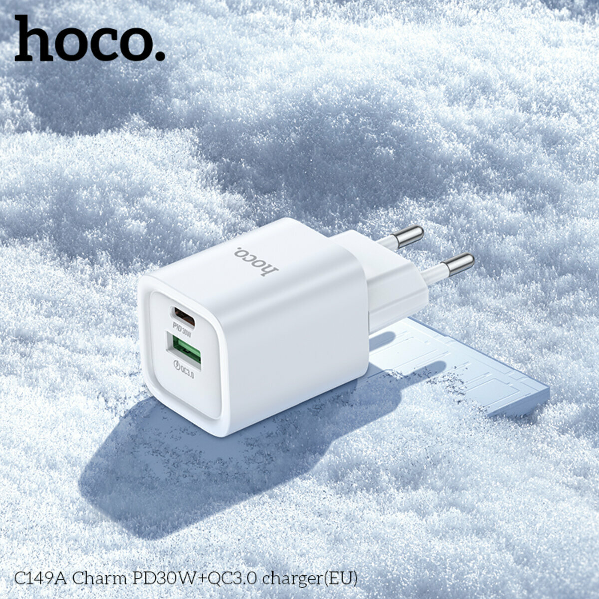 Мережевий зарядний пристрій Hoco C149A Charm PD30W+QC3.0 білий (HC-C149A-White) дивитися фото №8