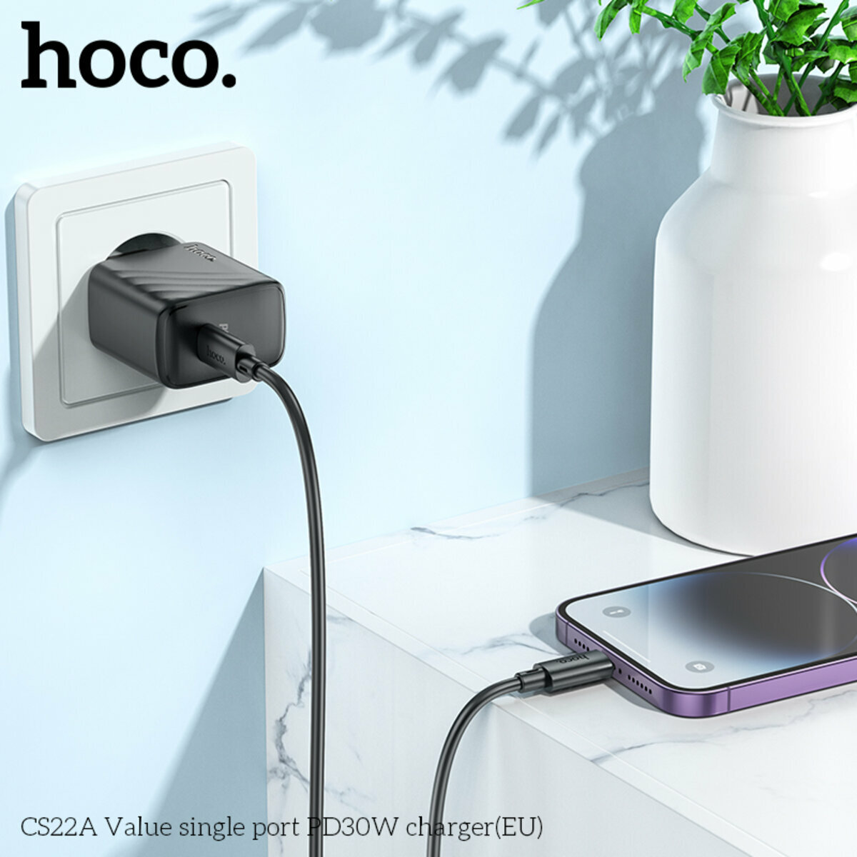 Мережевий зарядний пристрій Hoco CS22A Value PD30W чорний (HC-CS22A-Black) дивитися фото №4