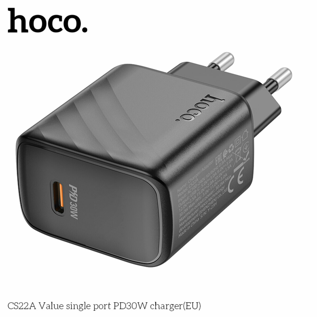 Мережевий зарядний пристрій Hoco CS22A Value PD30W чорний (HC-CS22A-Black) дивитися фото №7