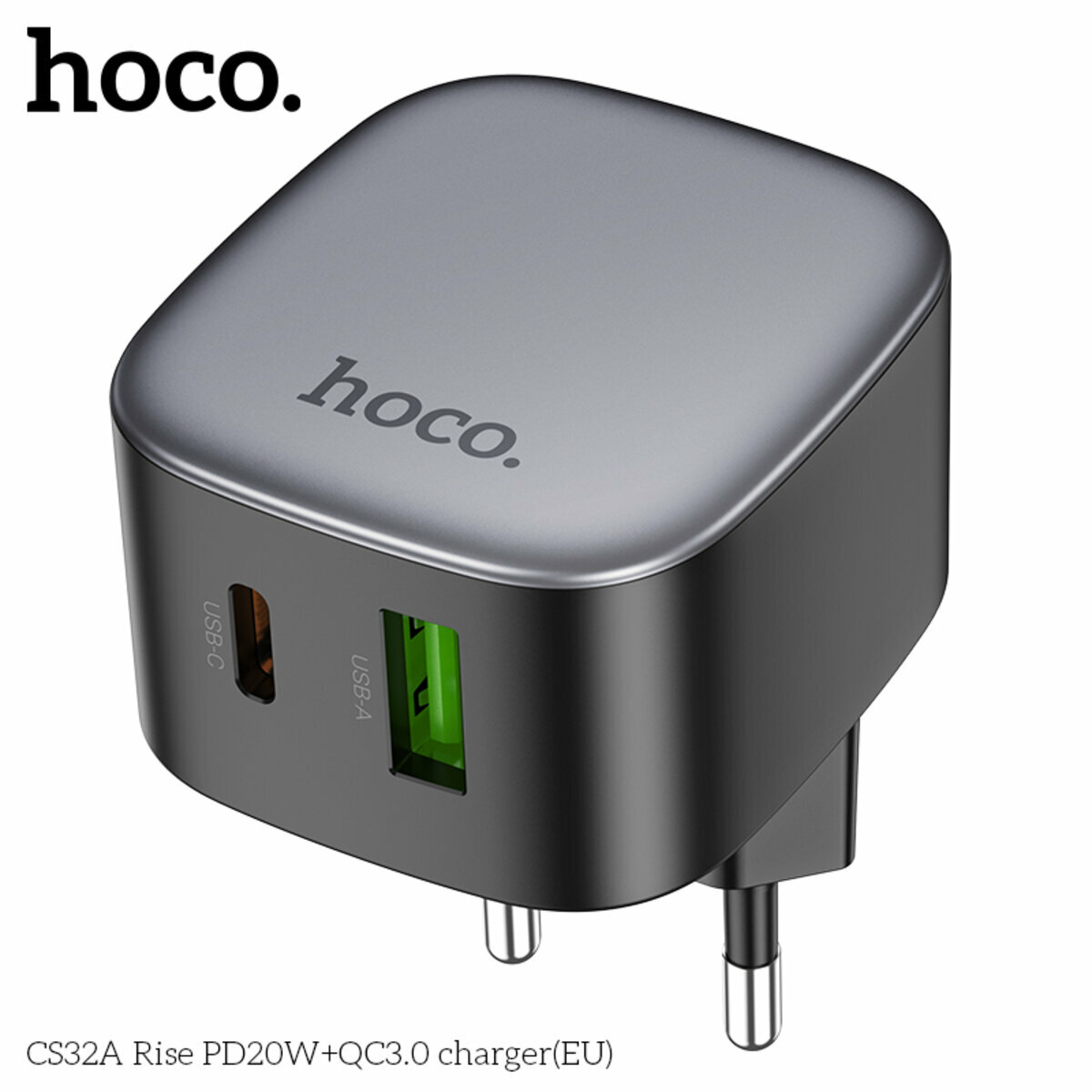 Мережевий зарядний пристрій Hoco CS32A Rise PD20W+QC3.0 чорний (HC-CS32A-Black) дивитися фото №8