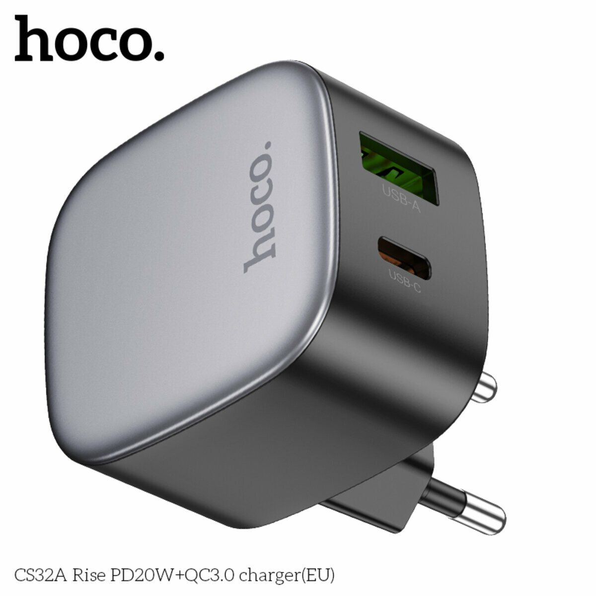 Мережевий зарядний пристрій Hoco CS32A Rise PD20W+QC3.0 чорний (HC-CS32A-Black) дивитися фото №7