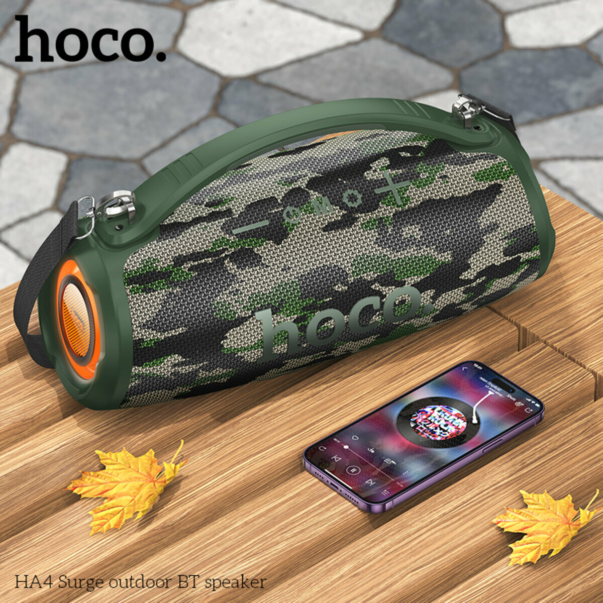 Портативна Акустика Hoco HA4 Surge Outdoor BT Speaker камуфляж (HC-HA4-Green) дивитися фото №3