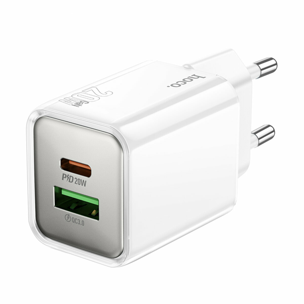 Мережевий зарядний пристрій Hoco N46 Glorious PD20W+QC3.0 білий (HC-N46-White) дивитися фото №1