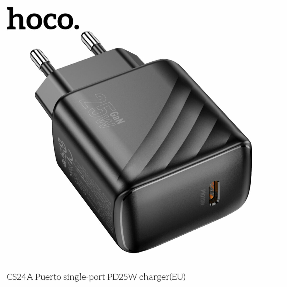 Мережевий зарядний пристрій Hoco CS24A Puerto PD25W чорний (HC-CS24A-Black) дивитися фото №2