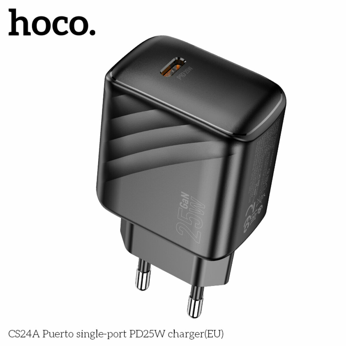 Мережевий зарядний пристрій Hoco CS24A Puerto PD25W чорний (HC-CS24A-Black) дивитися фото №7
