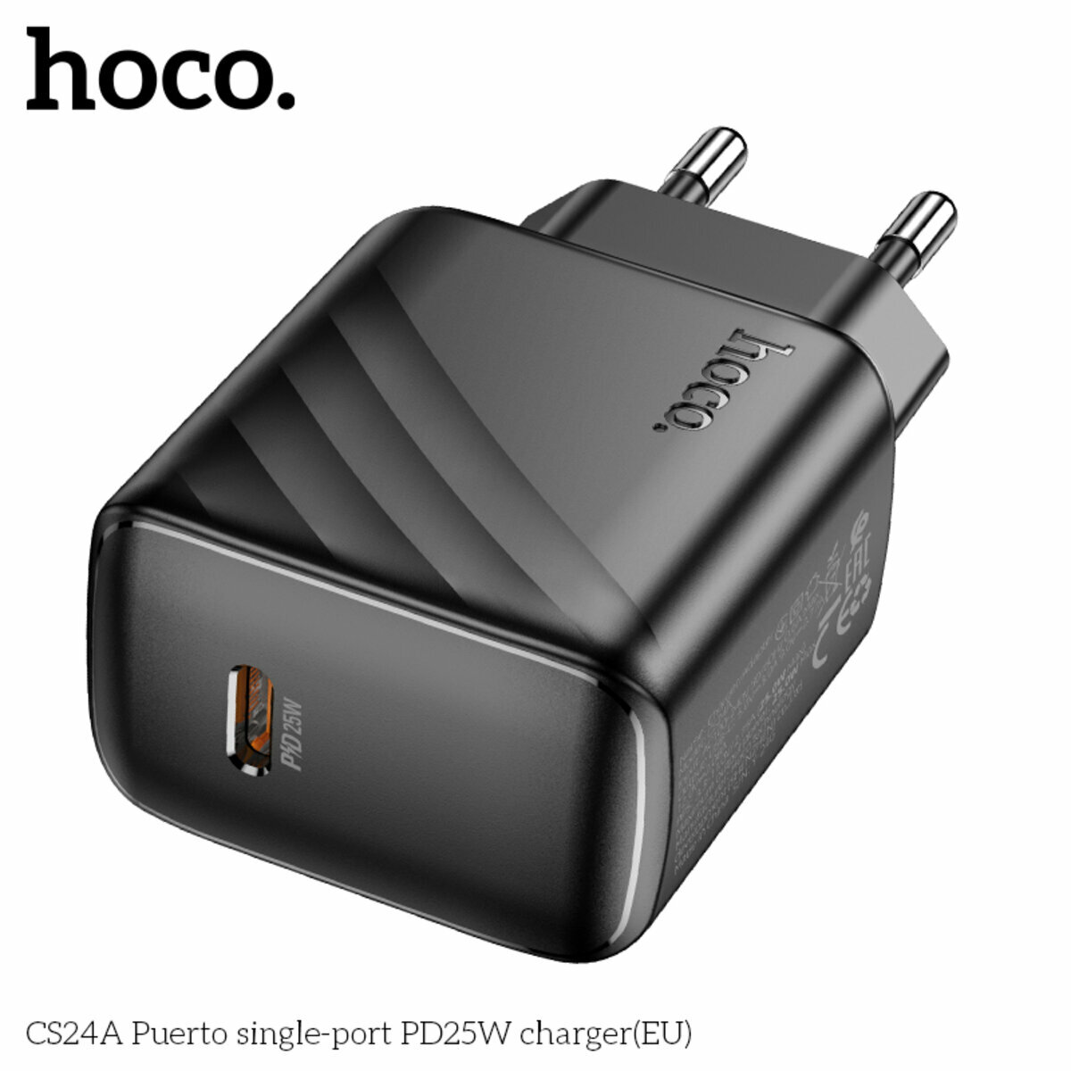 Мережевий зарядний пристрій Hoco CS24A Puerto PD25W чорний (HC-CS24A-Black) дивитися фото №3