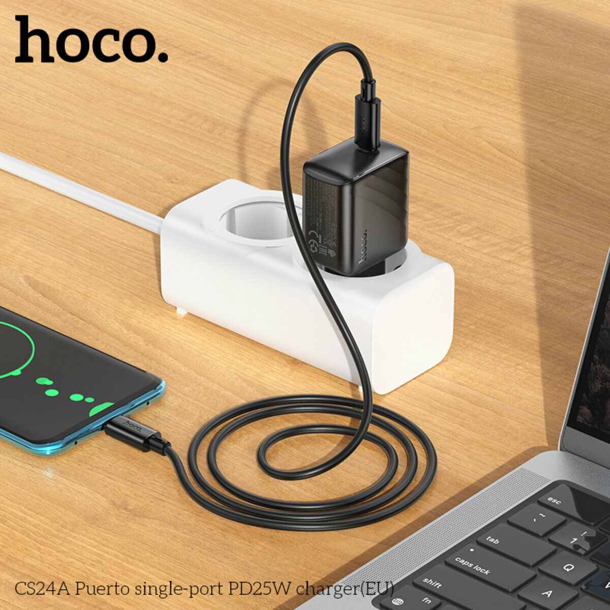 Мережевий зарядний пристрій Hoco CS24A Puerto PD25W чорний (HC-CS24A-Black) дивитися фото №4