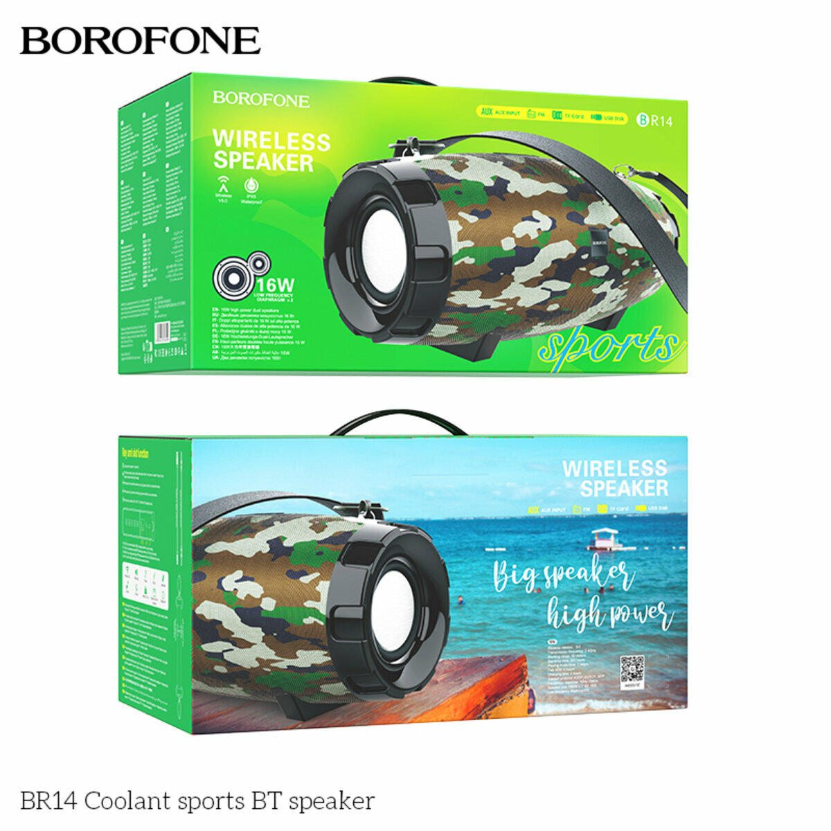 Портативна Акустика Borofone BR14 Coolant Sports BT Speaker камуфляж (BF-BR14-Green) дивитися фото №4