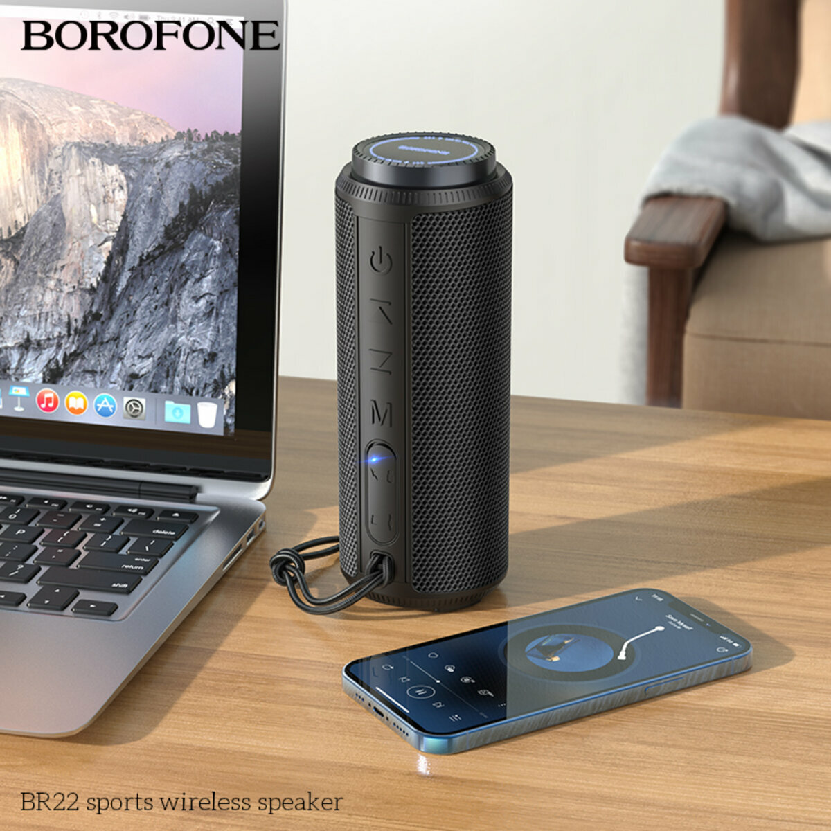 Портативна Акустика Borofone BR22 Sports Wireless Speaker чорна (BF-BR22-Black) дивитися фото №2