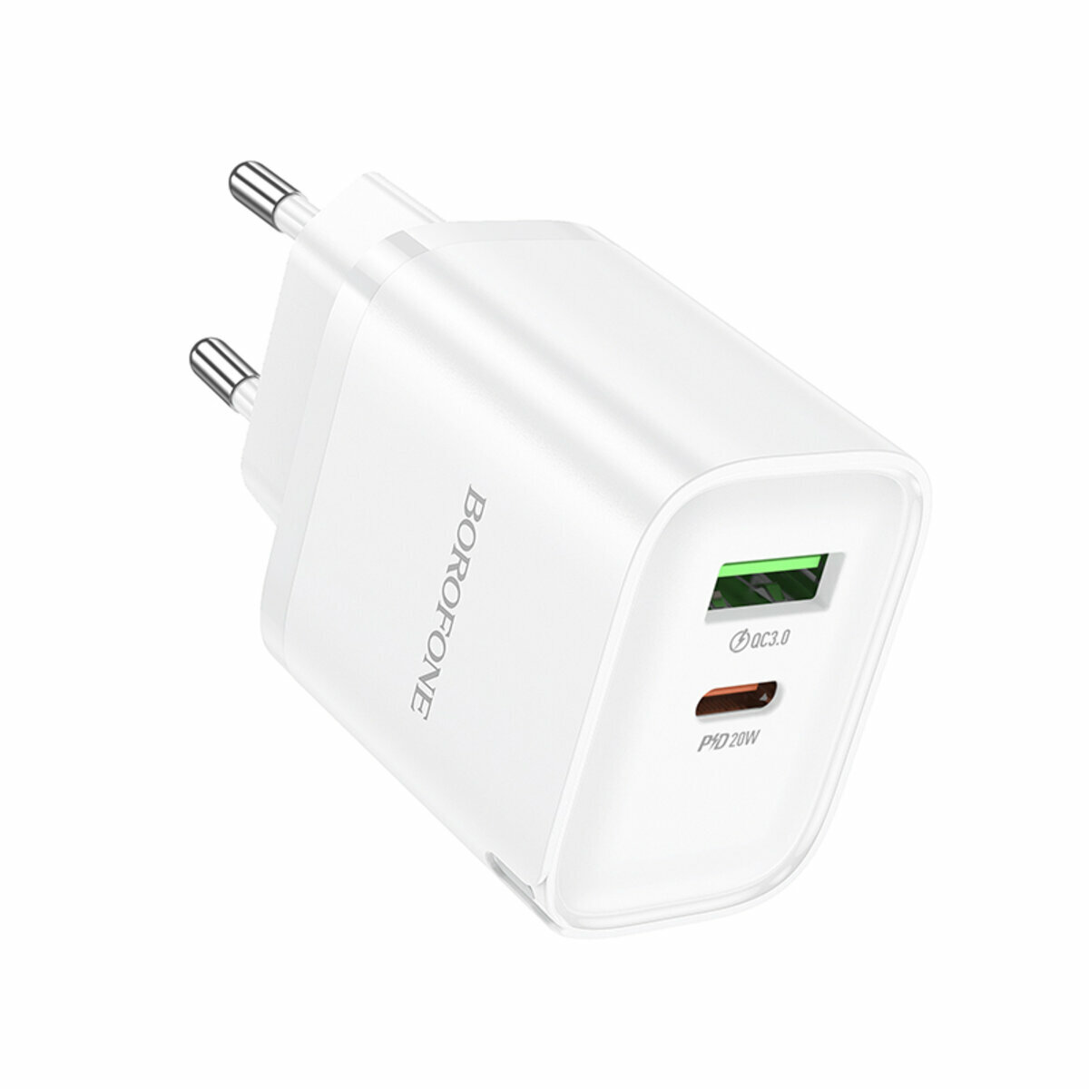 Мережевий зарядний пристрій Borofone BA83A Flare star PD20W+QC3.0 білий (BF-BA83A-White) дивитися фото №1