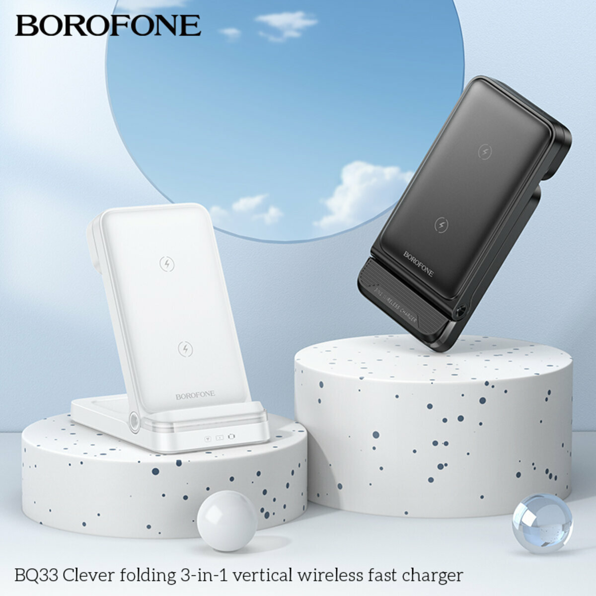 Бездротовий зарядний пристрій Borofone BQ33 3в1 чорний (BF-BQ33-Black) дивитися фото №4